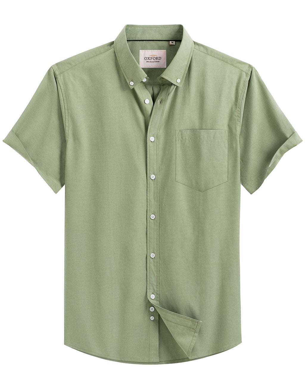 Alimens & Gentle Men's Short Sleeve Oxford Shirt Regular Fit Button Down Collar Shirts with Pocket