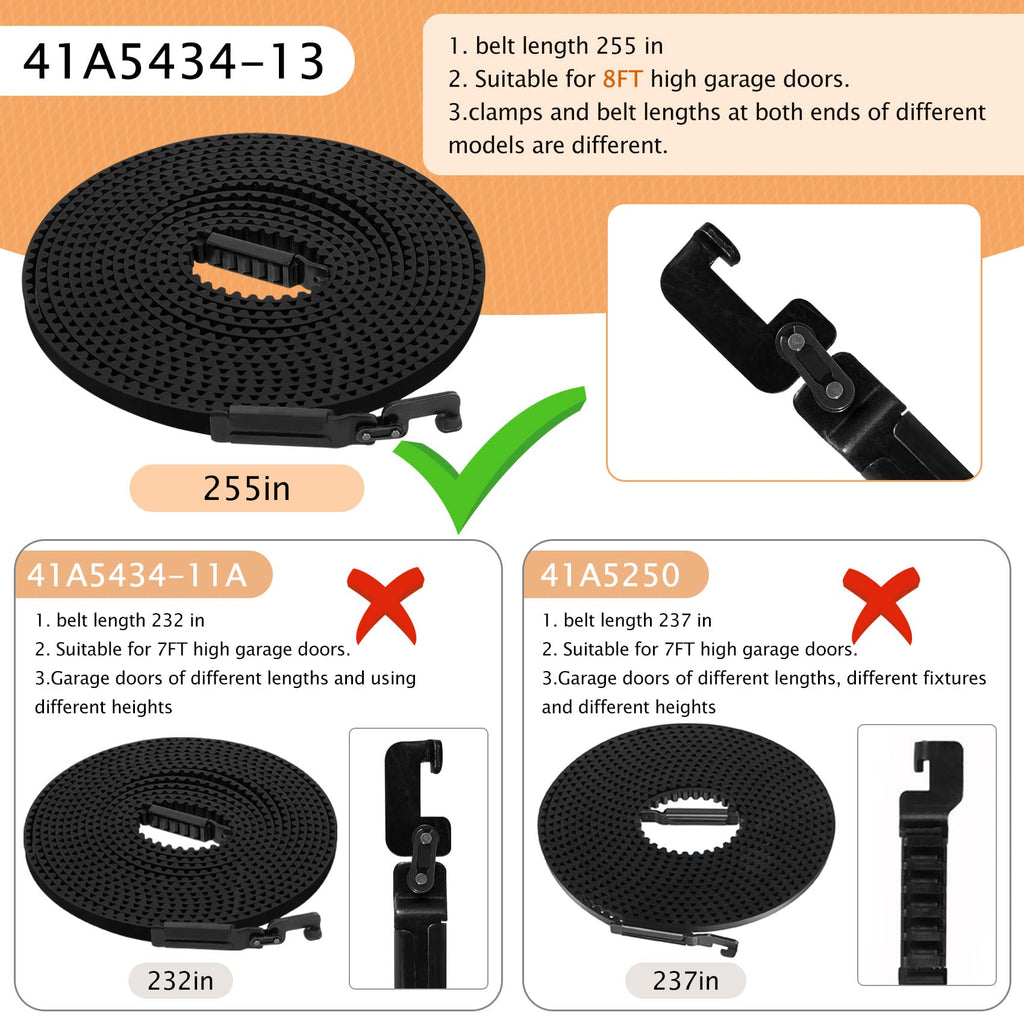 Vanesa 41A5250 Belt for 7 Ft High Garage Door, 237" Garage Door Opener Belt Compatible with liftmaster Chamberlain Garage Door Opener Models HD920EV WD822KD 248739 248754 HD900D HD520EV