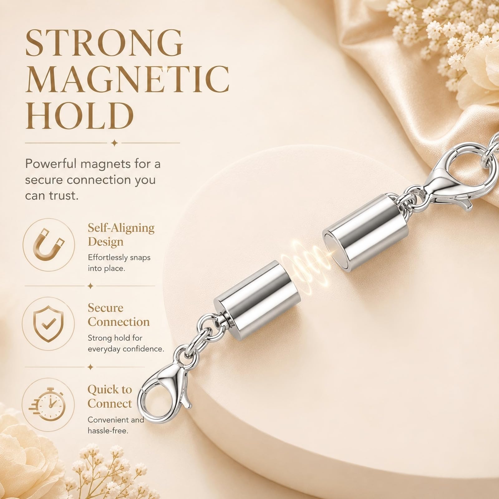 12 Pack Magnetic Necklace Clasps and Closures. Necklace Jewelry Extender with Strong Magnet. for Jewelry Necklace Bracelet Making. Gold and Silver Plating (12Pcs | Gold Cylinder)