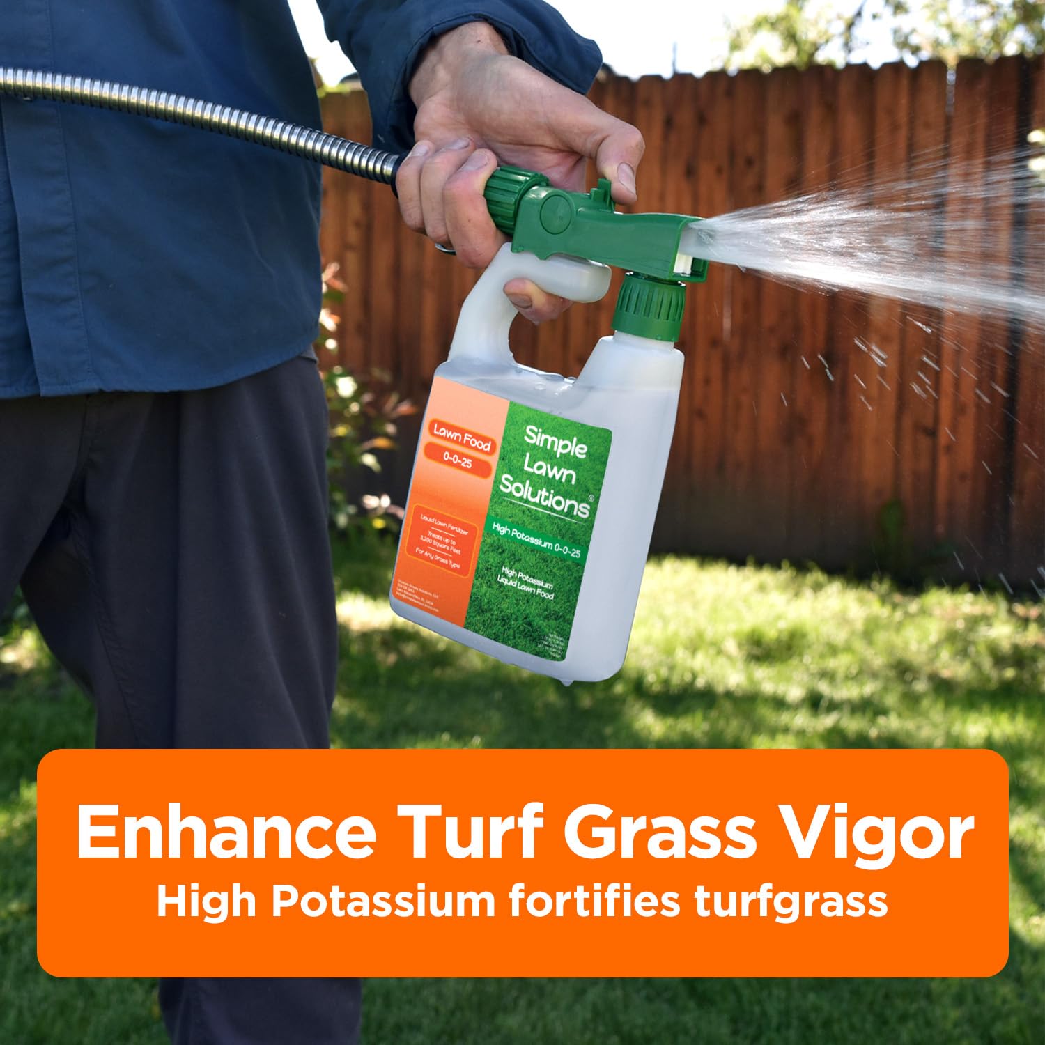 Simple Lawn Solutions - High Potassium Lawn Food Liquid Fertilizer 0-0-25 - Concentrated Spray - Turf Grass Vigor and Plant Hardiness - Summer and Fall - Any Grass Type (1 Gallon)