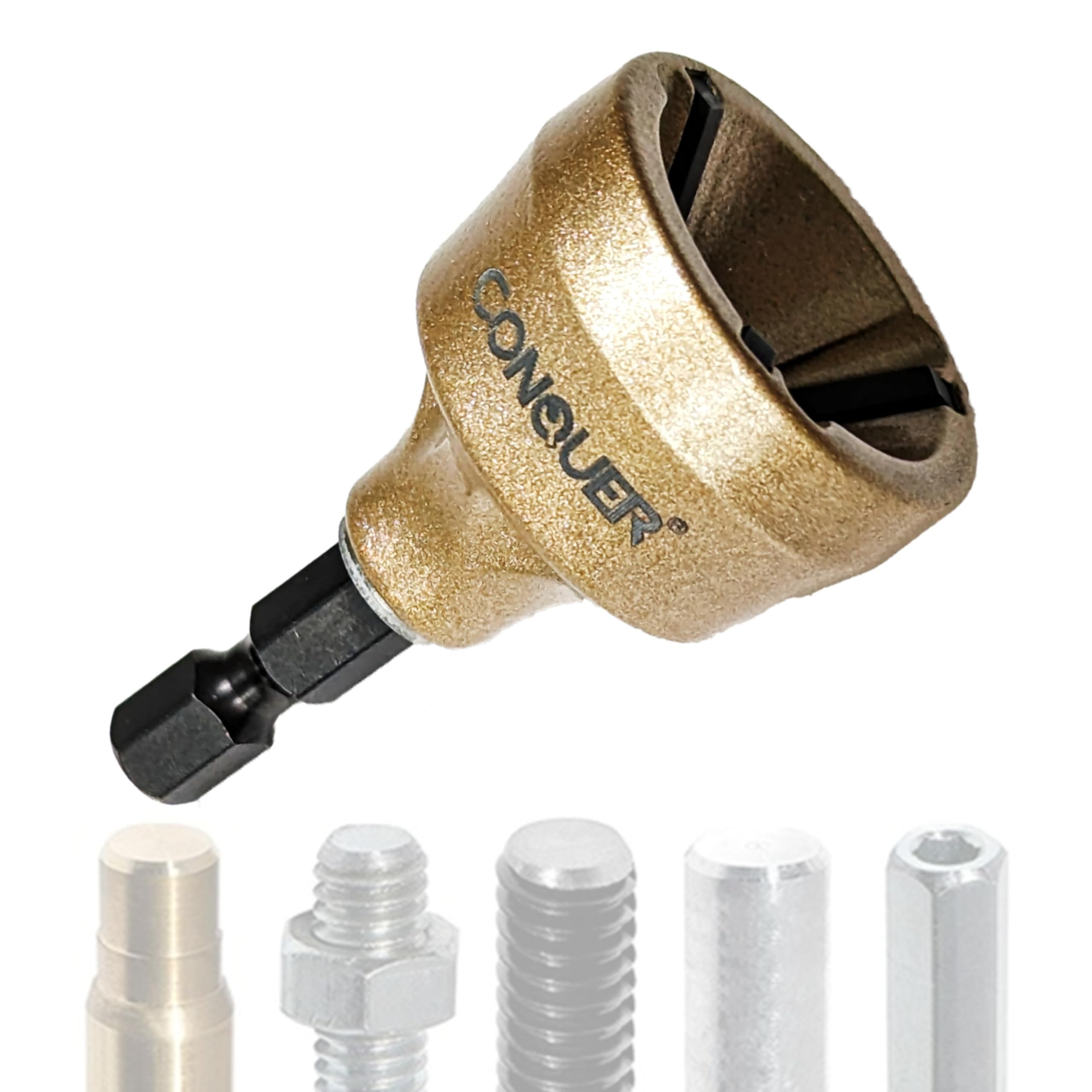 CONQUER Tools Deburring External Chamfer Tool, Premium Tungsten Blade, Deburring Drill Bit, Remove Burr Tools Quick Release Shank Fits for 1/2"-1 3/8"(13mm-35mm) Stainless Steel Burr Removal