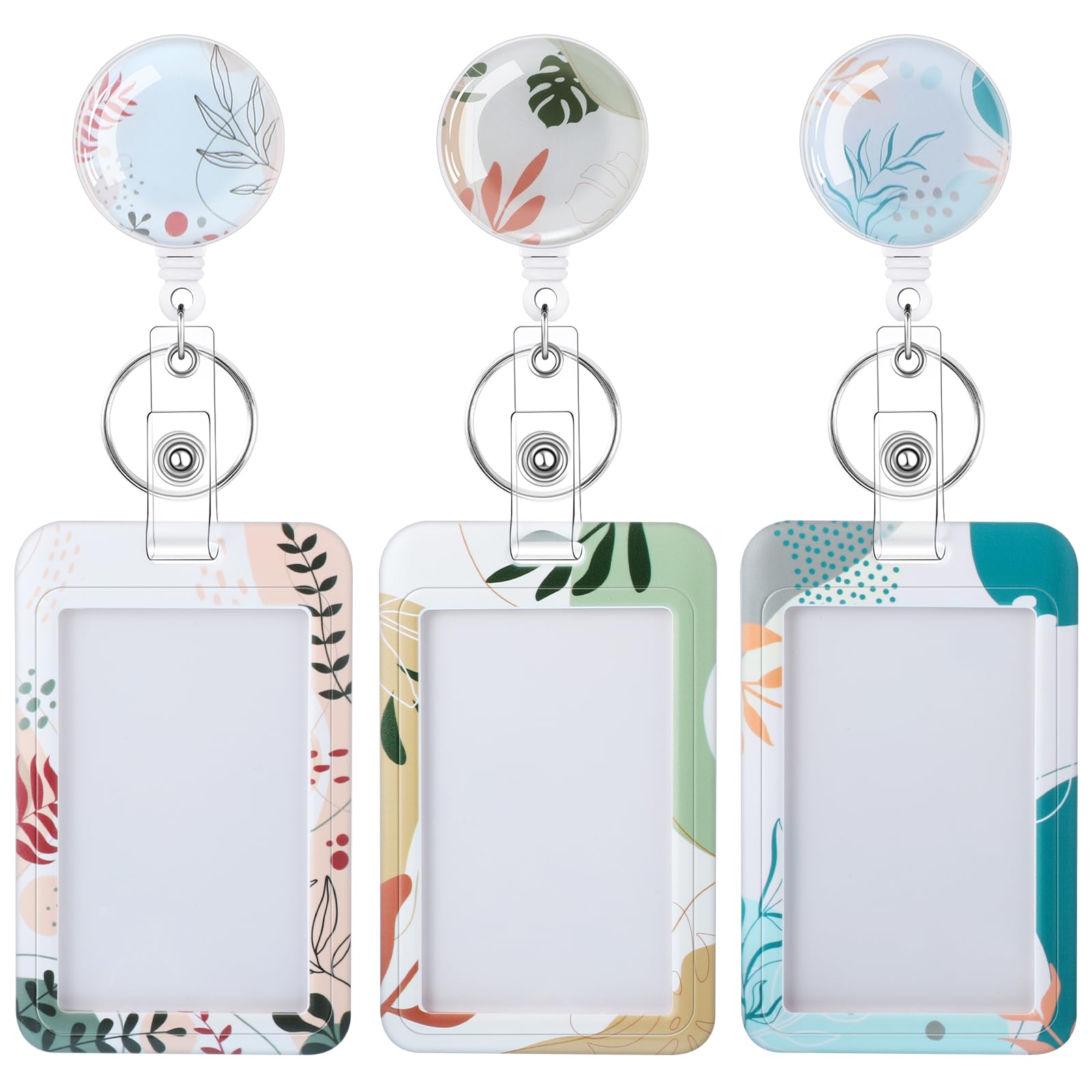 3 Set Badge Holder Retractable Reel Bloom ID Badge Holders with Clip Cute Name Badge Holders for Teacher Nurse Doctor Student Office Workers