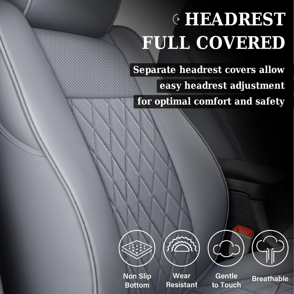 Coverado Tacoma Seat Covers, Car Seat Covers Front Seats, Leather Seat Covers for Cars Car Seat Protector Cushion Tacoma Accessories Custom Fit 2005-2023 Toyota Tacoma Double/Crew Cab(Black)