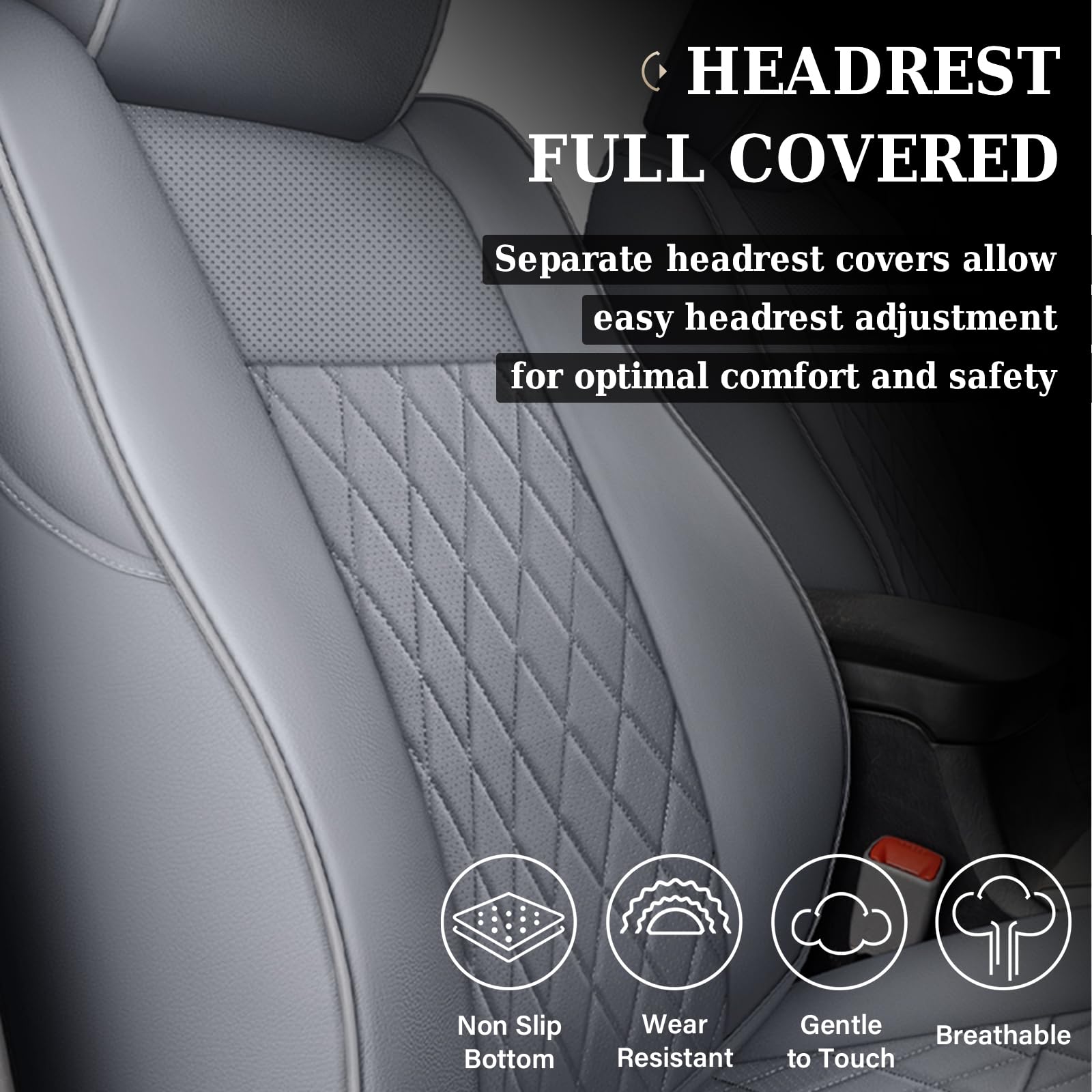 Coverado Tacoma Seat Covers, Car Seat Covers Front Seats, Leather Seat Covers for Cars Car Seat Protector Cushion Tacoma Accessories Custom Fit 2005-2023 Toyota Tacoma Double/Crew Cab(Black)