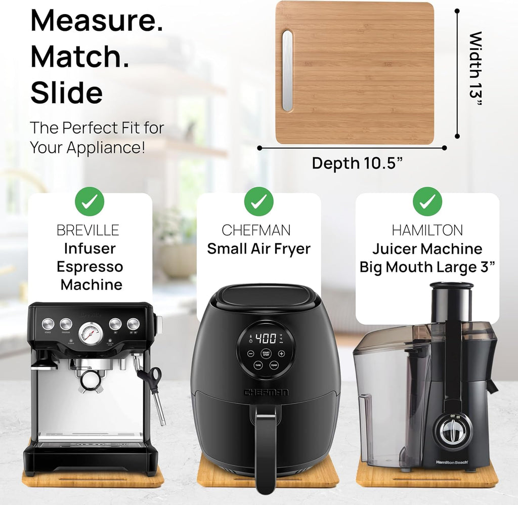 Ibyx Premium Bamboo Mixer Slider for KitchenAid 4.5-5 Qt Tilt-Head Stand Mixer - Food-Grade Appliance Slider Mat for Kitchen Countertop Storage Accessories (Black)