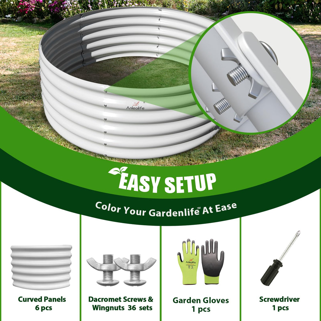A ANLEOLIFE 2-Pack 3ft x 24” Tall Galvanized Raised Garden Beds Outdoor, Round Metal Planter Box for Planting Vegetables Flowers Herb, Anti-Rust & Easy-Setup, Quartz Grey