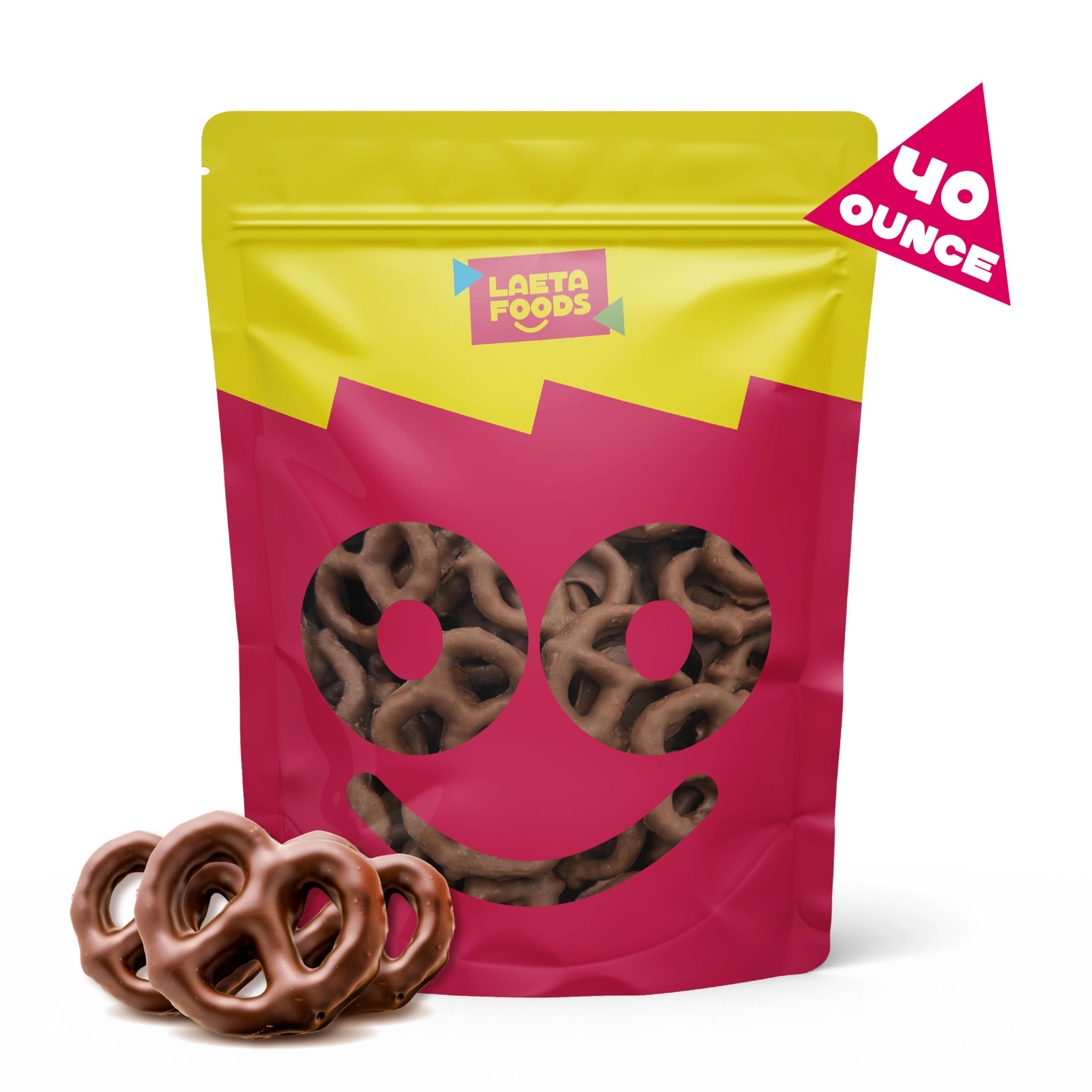 Dark Chocolate Covered Pretzels | 40 Ounce Bag | Salted Pretzels in Mildly Sweet Chocolate Coating