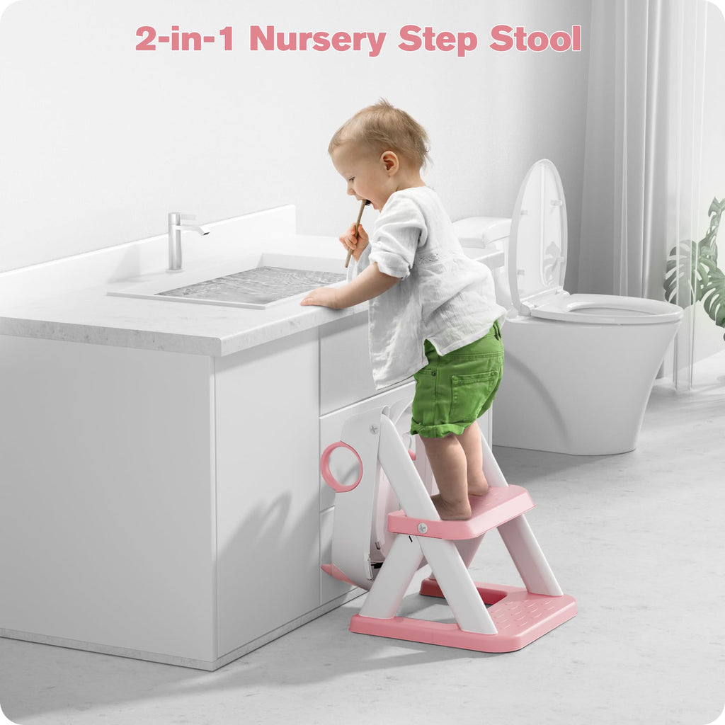 Potty Training Seat, Upgrade Toddler Toilet Seat for Kids Boys Girls, 2 in 1 Potty Training Toilet, Splash Guard Anti-Slip Pad Step Stool(Blue)
