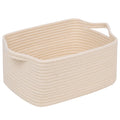 CubesLand Rectangular Cotton Rope Basket, 14x10x5 Inches, Beige, Nursery Storage Bin