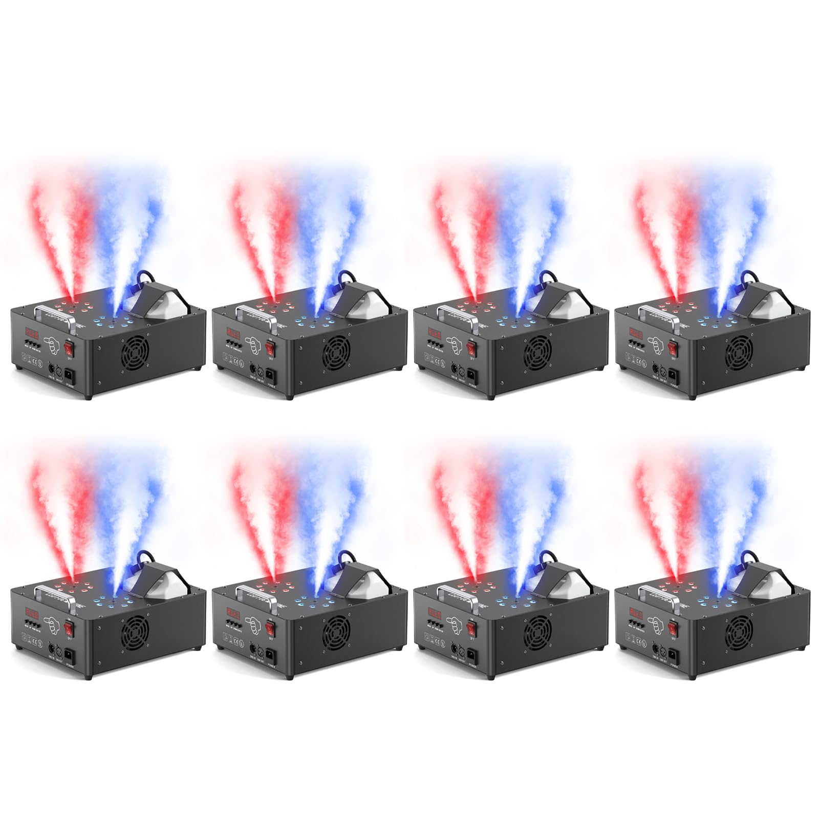 2000W Professional Fog Machine Dual Nozzle with 16 RGB LED, DMX Control Adjustable Smoke Direction, 2.5L Tank LCD Display 30000CFM for Halloween Christmas Stage DJ Party Club Events