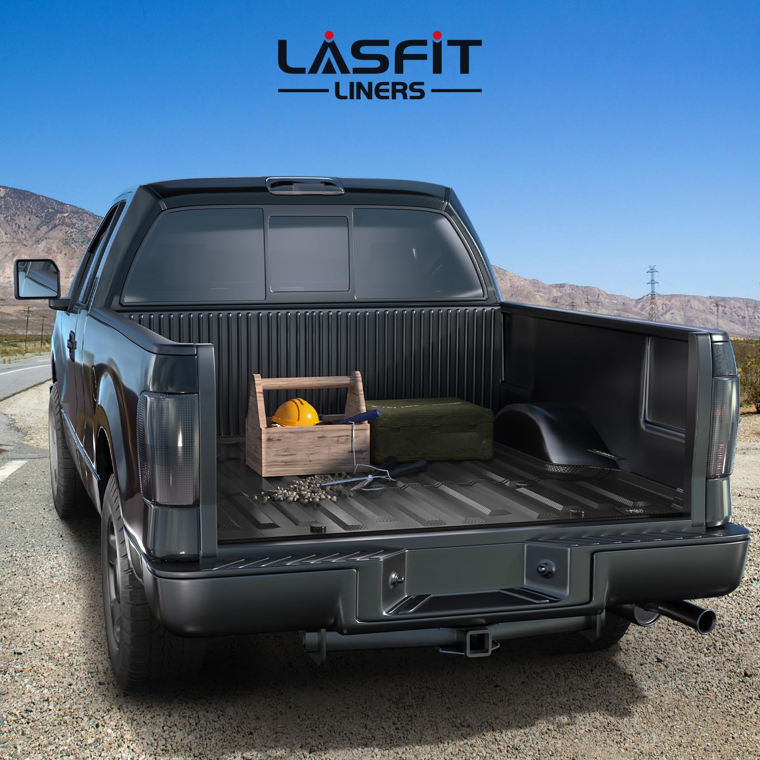 LASFIT Truck Bed Mat for 2009-2016 Ford F250 F350 F450 6.75ft Super Duty 81.9'' Bed Liner(Not fit with Drop-in Bed Liner), TPE 100% All Weather Car Bed Mat for F-250 F-350 F-450,1PCS Black