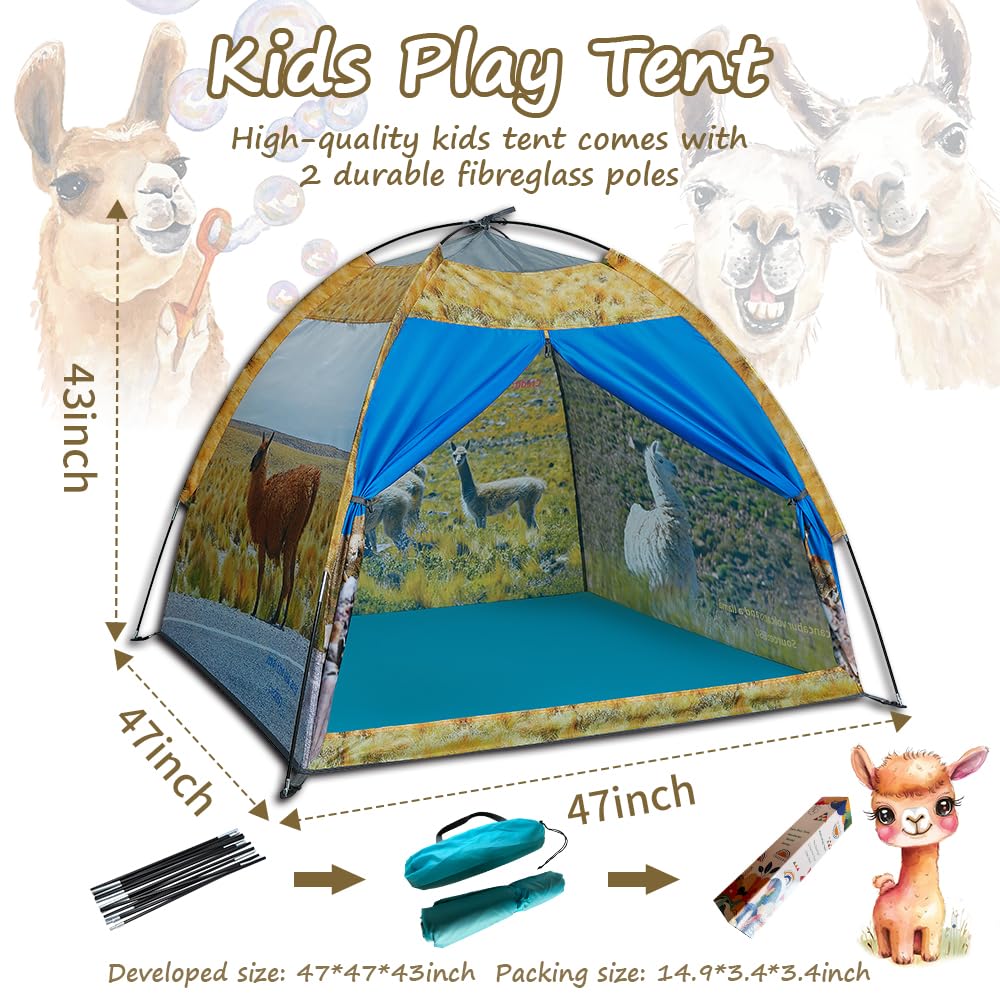 Mnagant Kids' Alpaca Tent - Fun Pop-Up Playhouse for Boys and Girls - Easy Setup, Indoor/Outdoor Adventure Tent - 47" x 47" x 43"