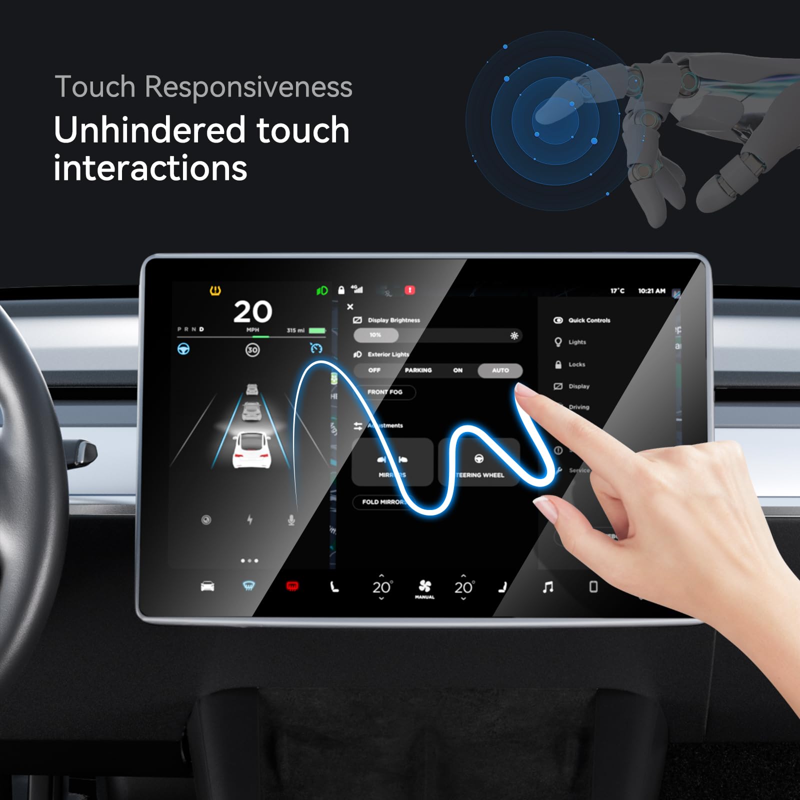 8" Rear Screen Protector for Tesla Model Y Juniper/Model 3 Highland, [HD & No-edge Gaps & 9H] Tempered Glass Screen Protector with Alignment Frame for Tesla Model 3/Y Accessories, Glossy