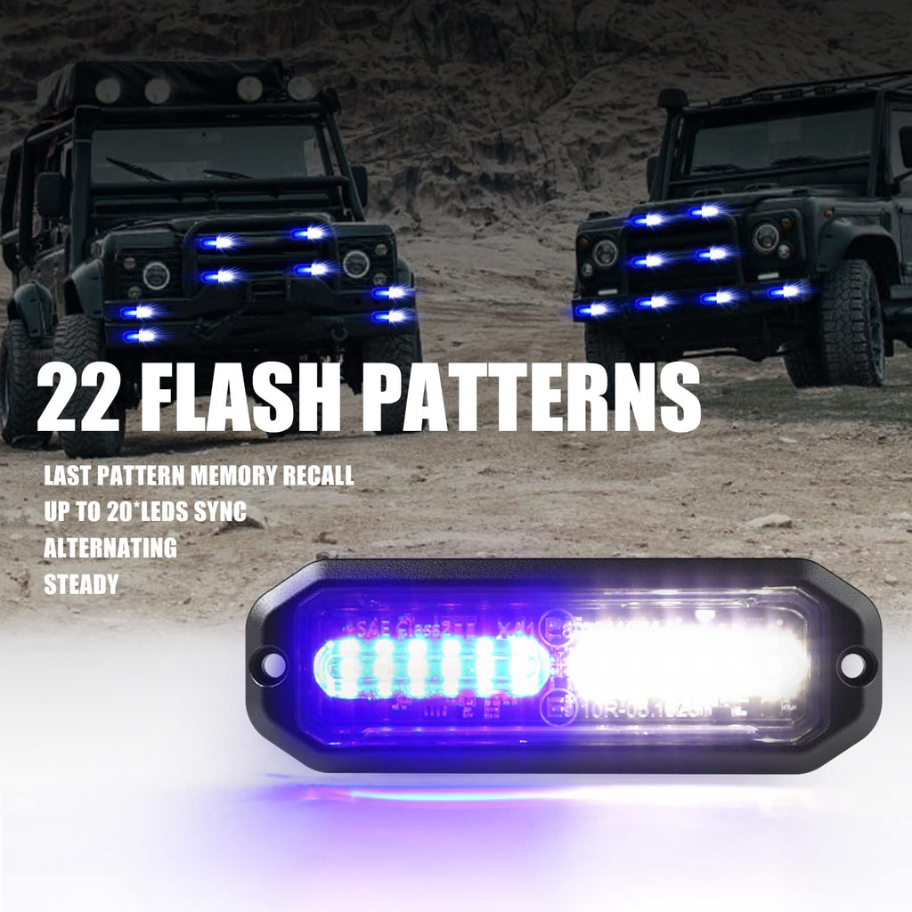 WINECO Amber led strobe lights for trucks 8pcs 12-LED Surface Mount Flashing Strobe Lights kit for Trucks Car Vehicles LED Mini Grille Grill Strobe Light Head Emergency Hazard Warning lights