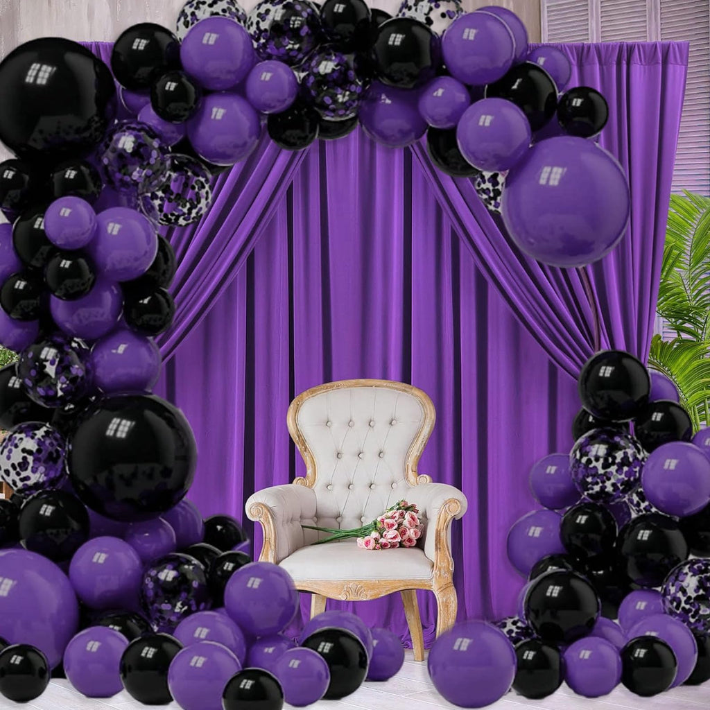 10 x 10 Feet Black A Backdrop Curtain for Partie, Background Curtains for Photoshoot, Birthday, Wedding, Halloween, Thanksgiving, Christmas, New Year Party Decorations 5Ft x 10Ft, 2 Panels