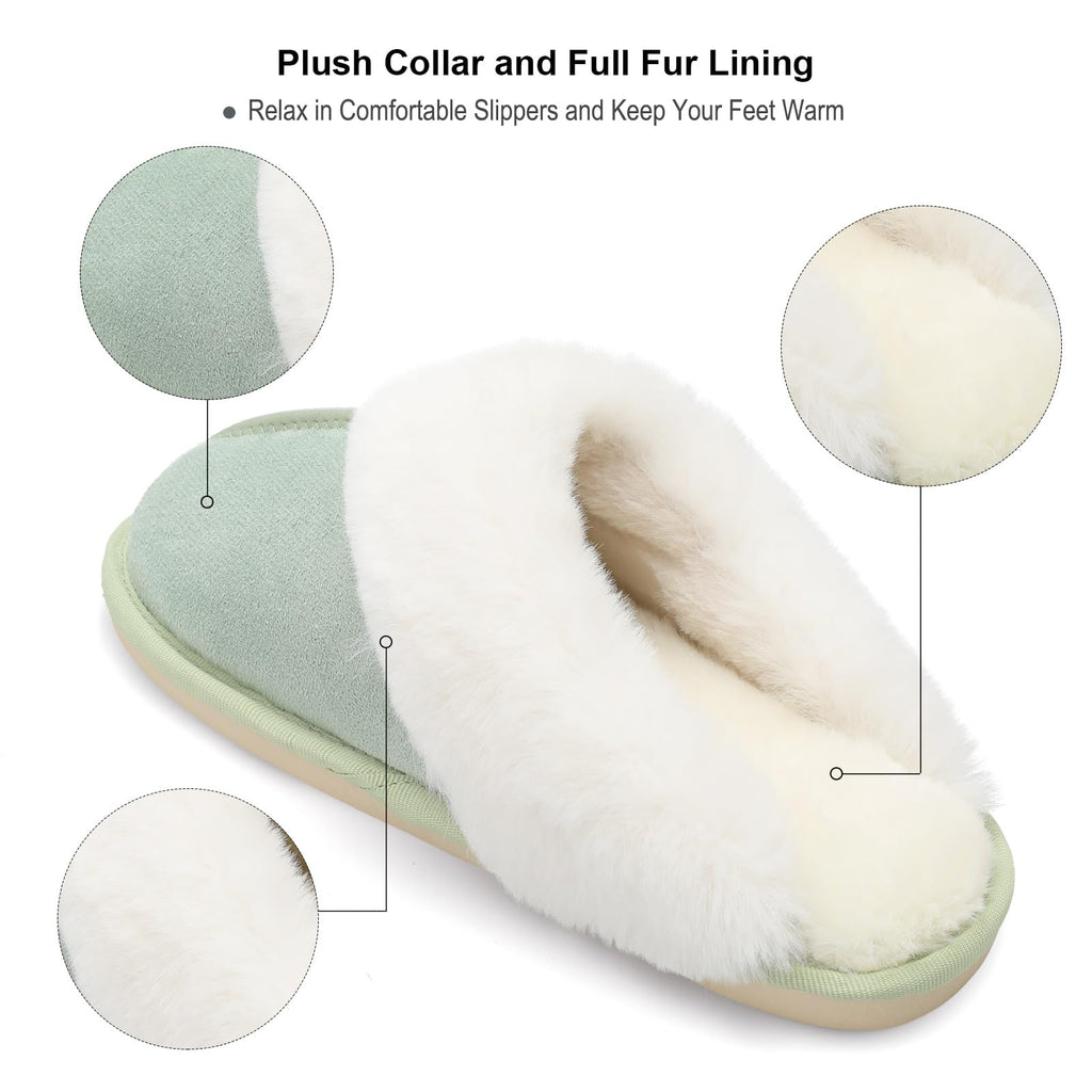 Besroad Winter Fuzzy House Slippers Sandals Plush Faux Fur Fluffy Flats Slippers Warm Slide Shoes for Women