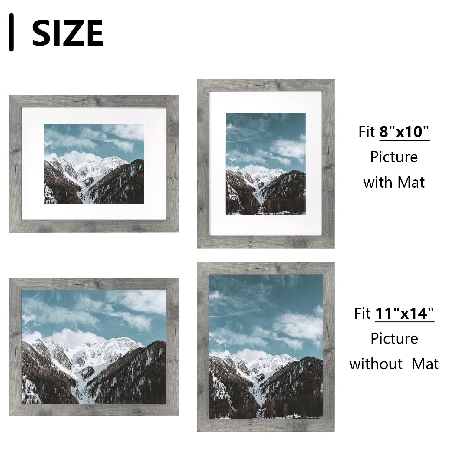5x7 Picture Frame Gold, Display 5x7 without Mat or 4x6 with Mat, Wall Gallery Photo Frames