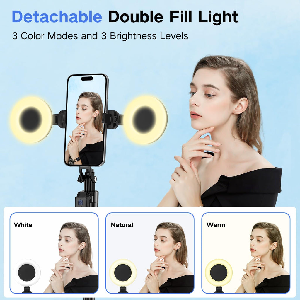 Auto Face Tracking Tripod 360 Rotation with Stand,Android and iPhone Tripod Holder with Remote and Gesture Control, No App,Built-in Tracking Camera Selfie Stick for Vlog Video Recording Tiktok