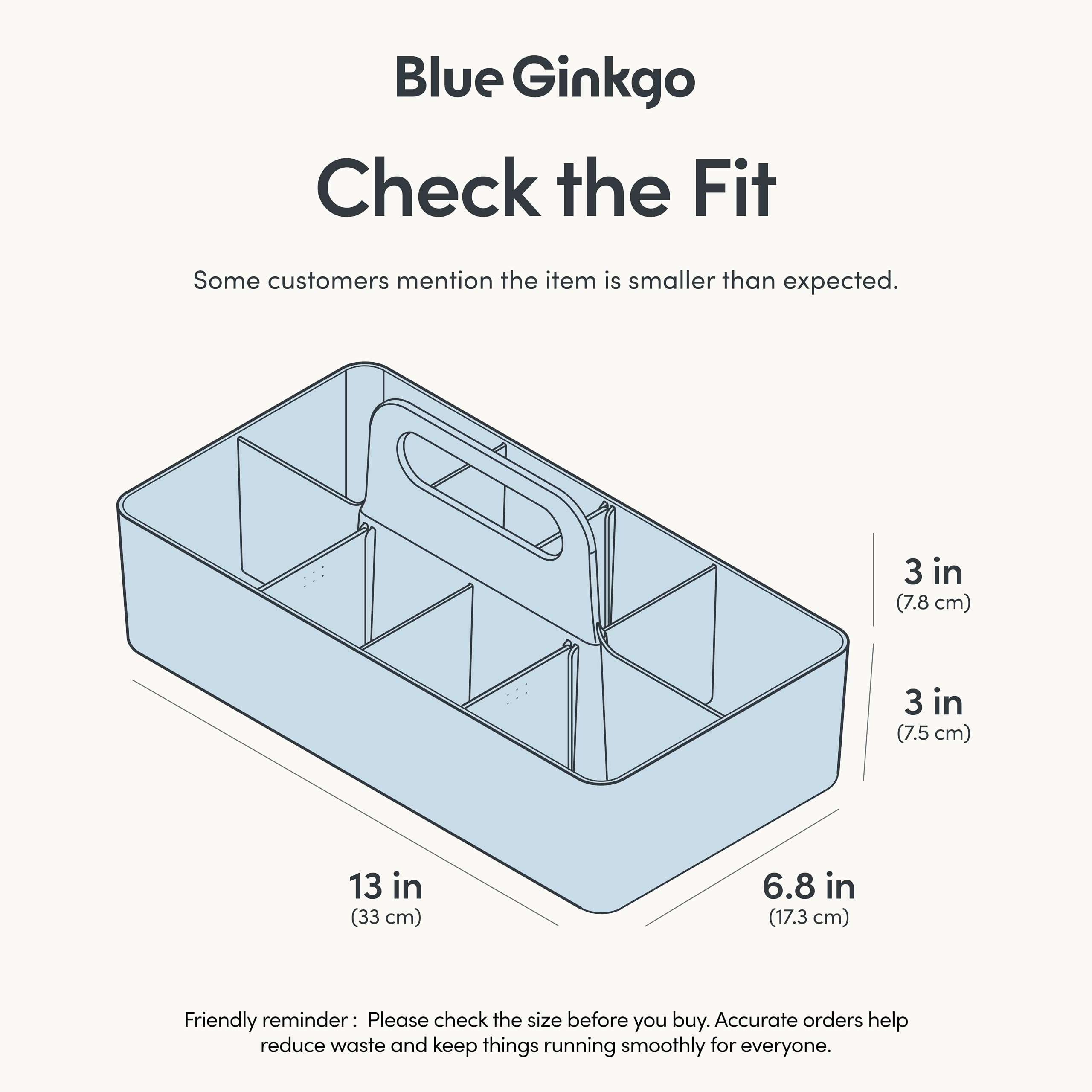 BLUE GINKGO Stackable Organizer Caddy – Korean-Made Portable Tote for Bathroom, Office, Crafts, or School Supplies (Long Rectangle, Blue)