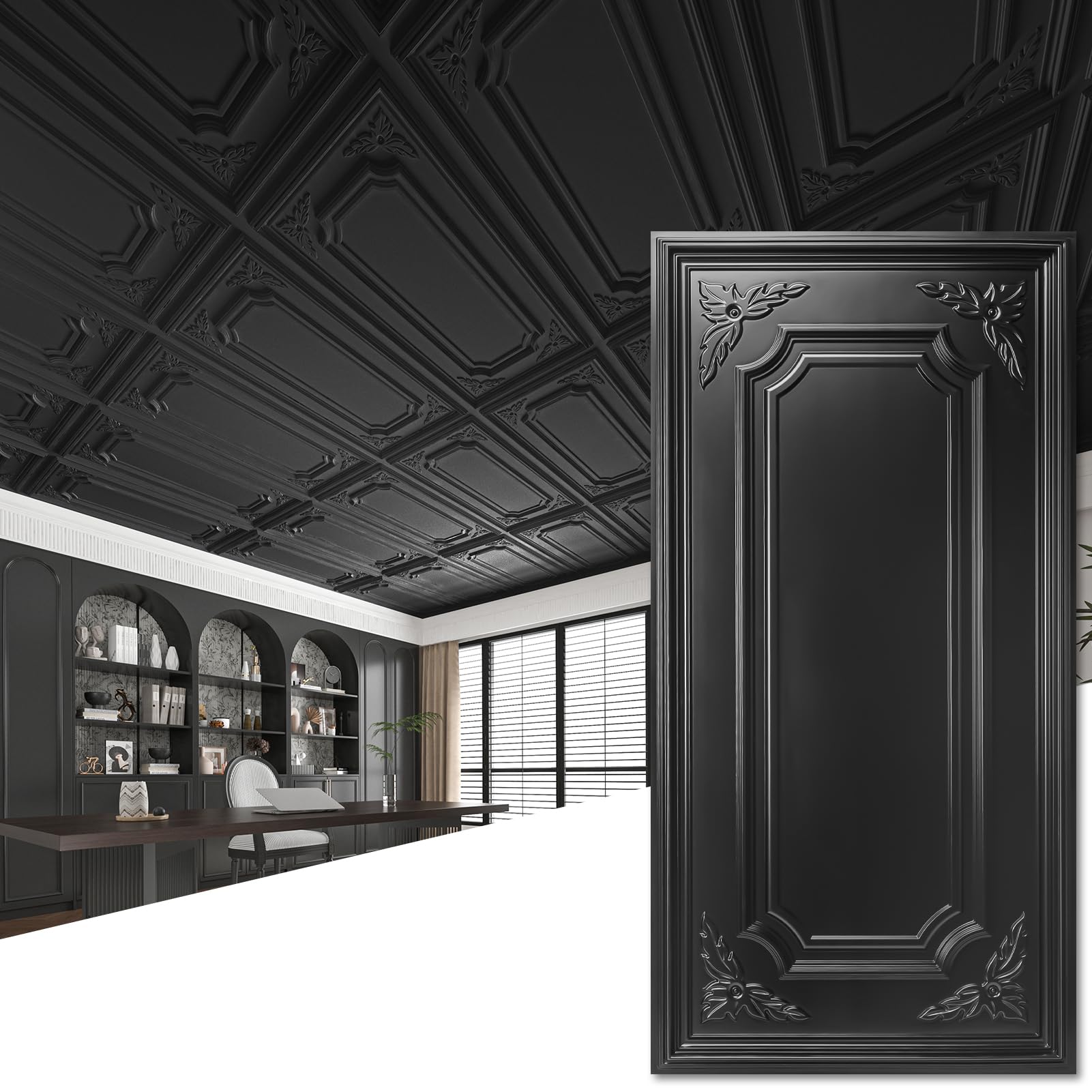 Art3dwallpanels 12 Pack Drop Ceiling Tiles, 2x4 Ft PVC Decorative 3D Wall Panel, Glue Up Ceiling Covering Panels for Basement Kitchen Bathroom, 24x48 Inch, Cover 96 Sq. Ft, White