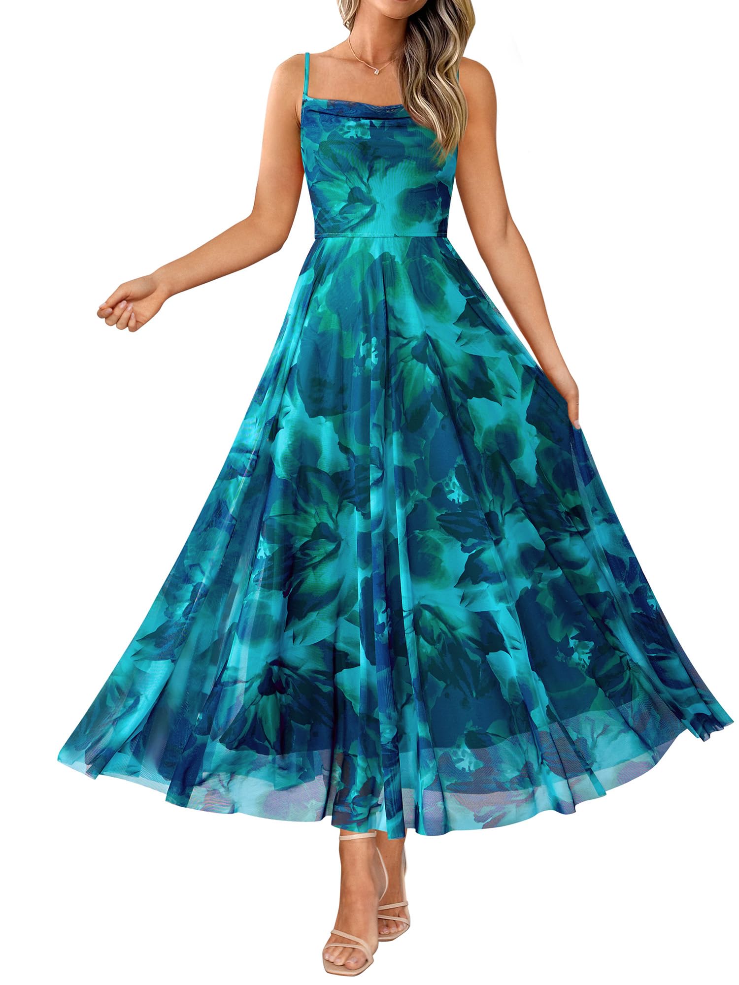 BTFBM Women Summer Floral Maxi Dresses Elegant Spaghetti Strap Dress Printed Party Dress Beach Long Dresses