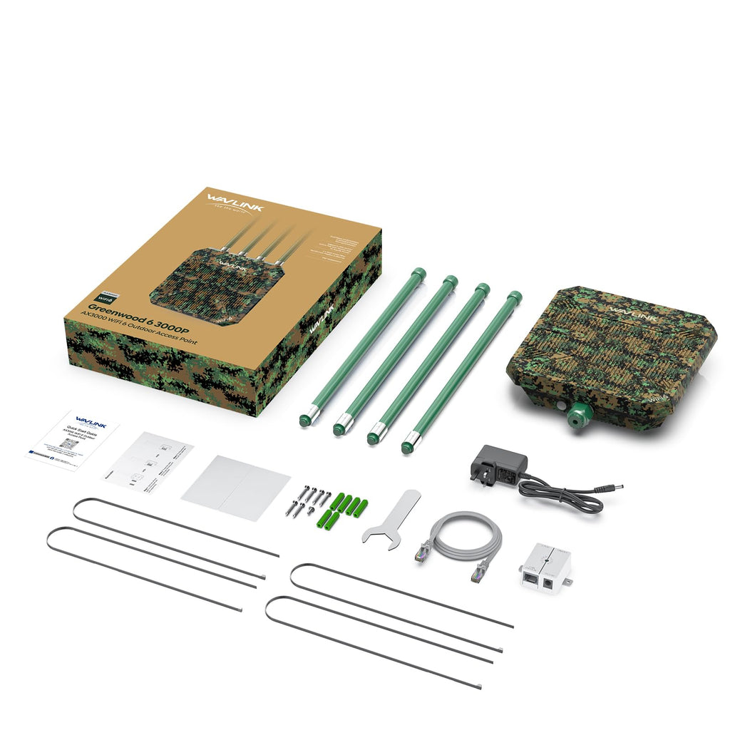 WAVLINK AX3000 Outdoor WiFi 6 Extender Long Range, Outdoor Wireless Access Point, Active PoE, 4x8dBi Antennas,Work with Starlink/Cameras/Router,IP67,Up to 256 Devices for Farm,Yard,RV