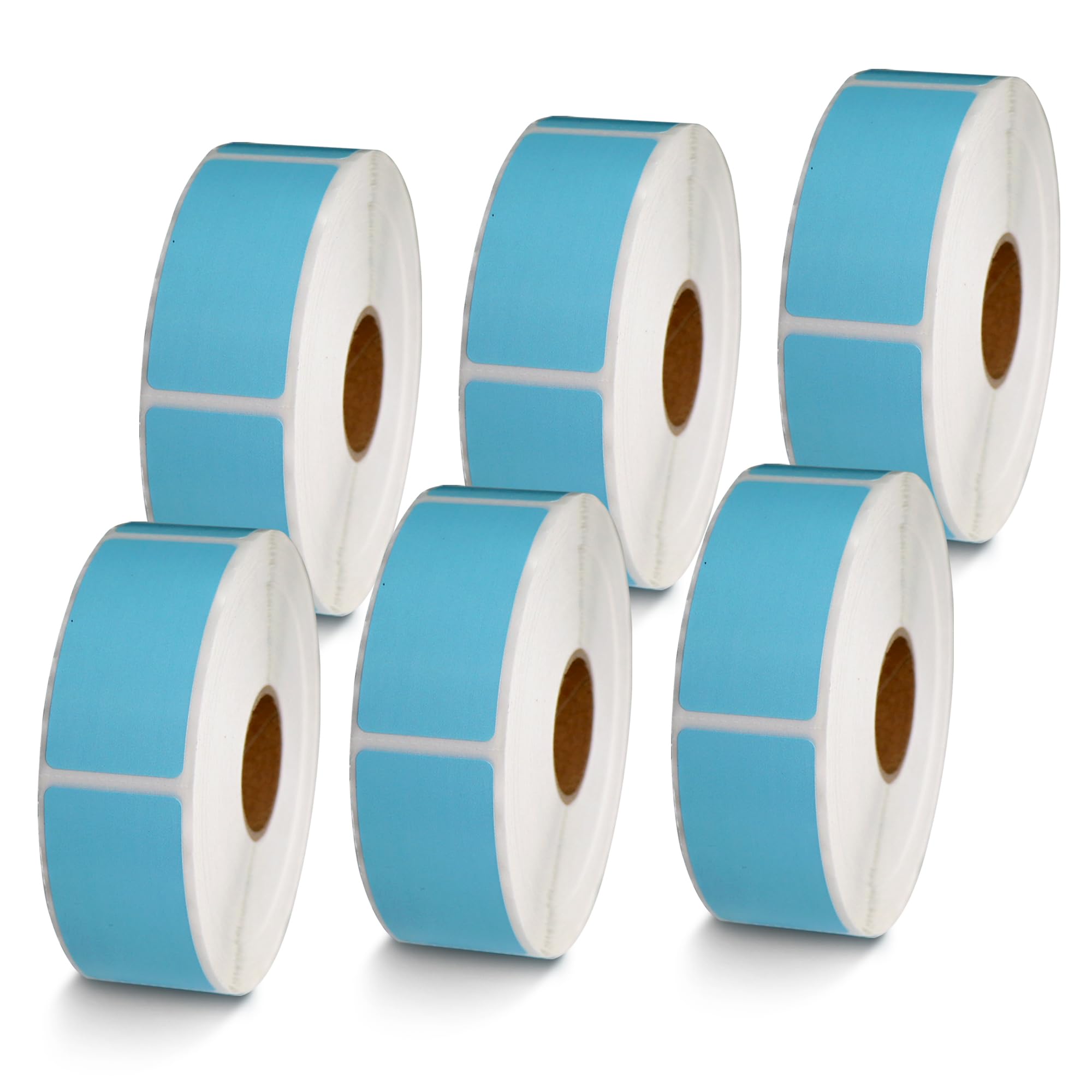 BETCKEY - 1" x 0.5" Small Labels Compatible with Zebra & Rollo Label Printer, Premium Adhesive & Perforated[Light Blue, 6 Rolls, 14580 Labels]