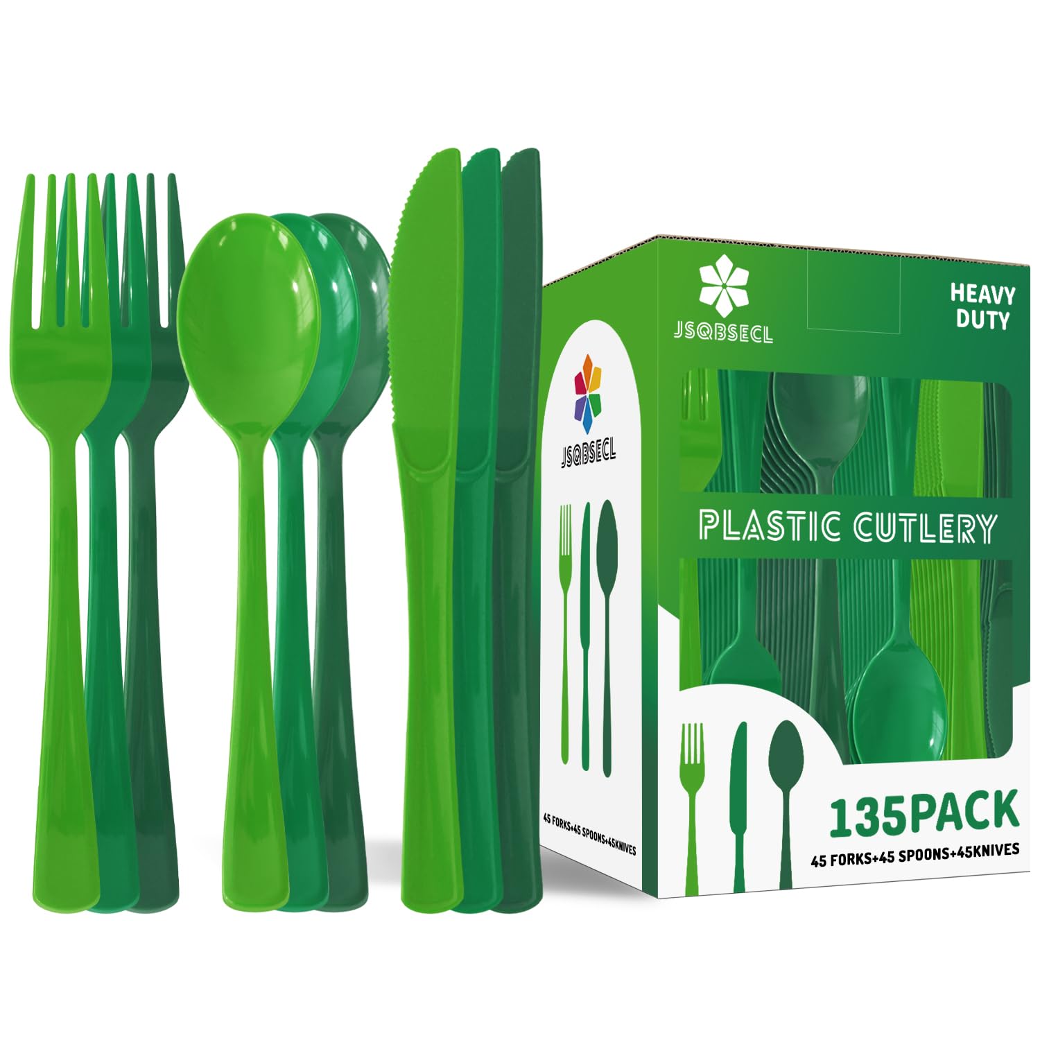 150 Pack Plastic Silverware,Disposable Cutlery Set Heavy Duty Utensil Sets 50 Forks 50 Knives 50 Spoons for Brithday, Wedding,Home School Party Picnics Restaurant Outdoor Events (Black)