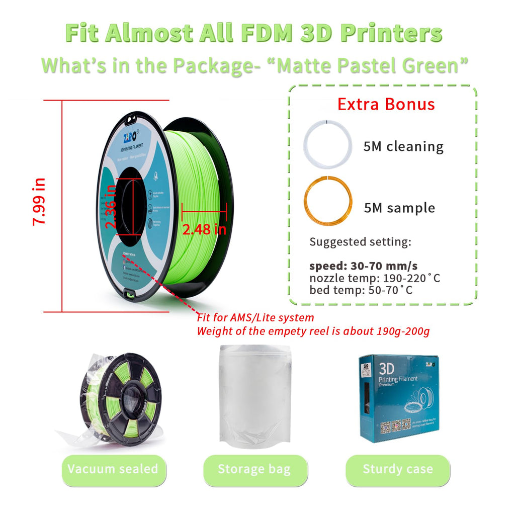 ZIRO 3D Printer Filament, PLA Filament 1.75mm, Black pla 1KG(2.2lbs), Dimensional Accuracy +/- 0.03mm, Fits Most FDM Printer AMS System,3D Printing Filament Spool Black (Plastic Reel)