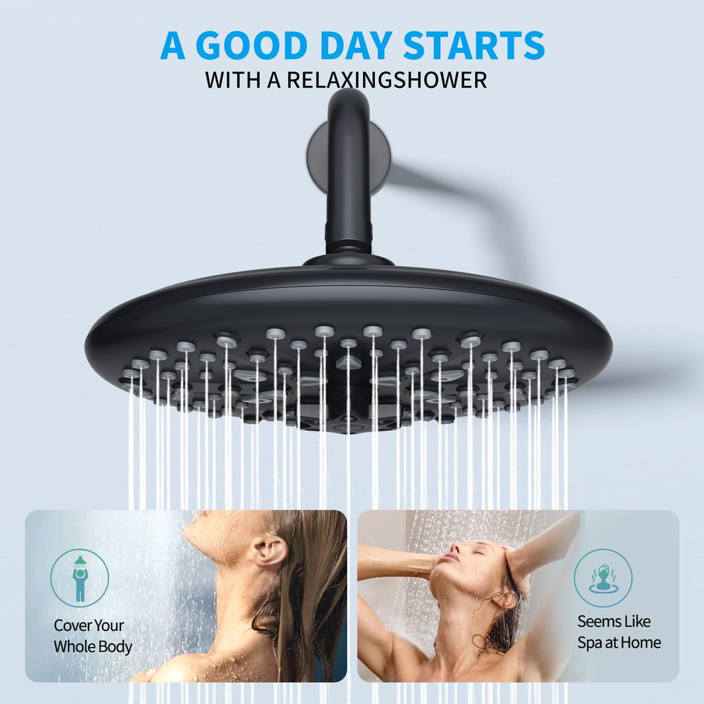 EMBATHER Shower Faucets Sets Complete, with 3 Setting High Pressure Shower Head Combo, Bathroom Wall Mounted Rainfall Shower System Fixtures with 8-Mode Handheld Spray, Brushed Nickel