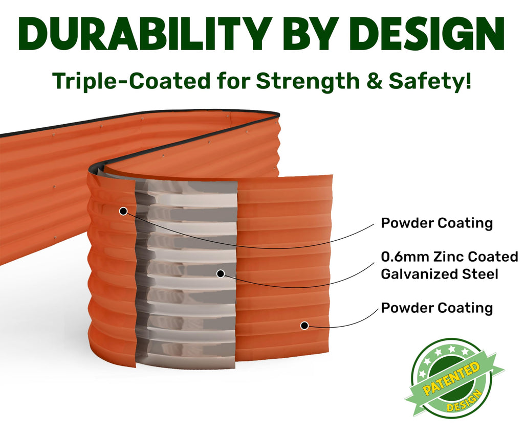 9-in-1 Galvanized Steel Raised Garden Bed // 8×2×1.5 ft Modular Planter for Gardening, Vegetables, Flowers // 18" Tall Metal Raised Garden Beds Outdoor (Dark Green) // Patented Design Planter Box