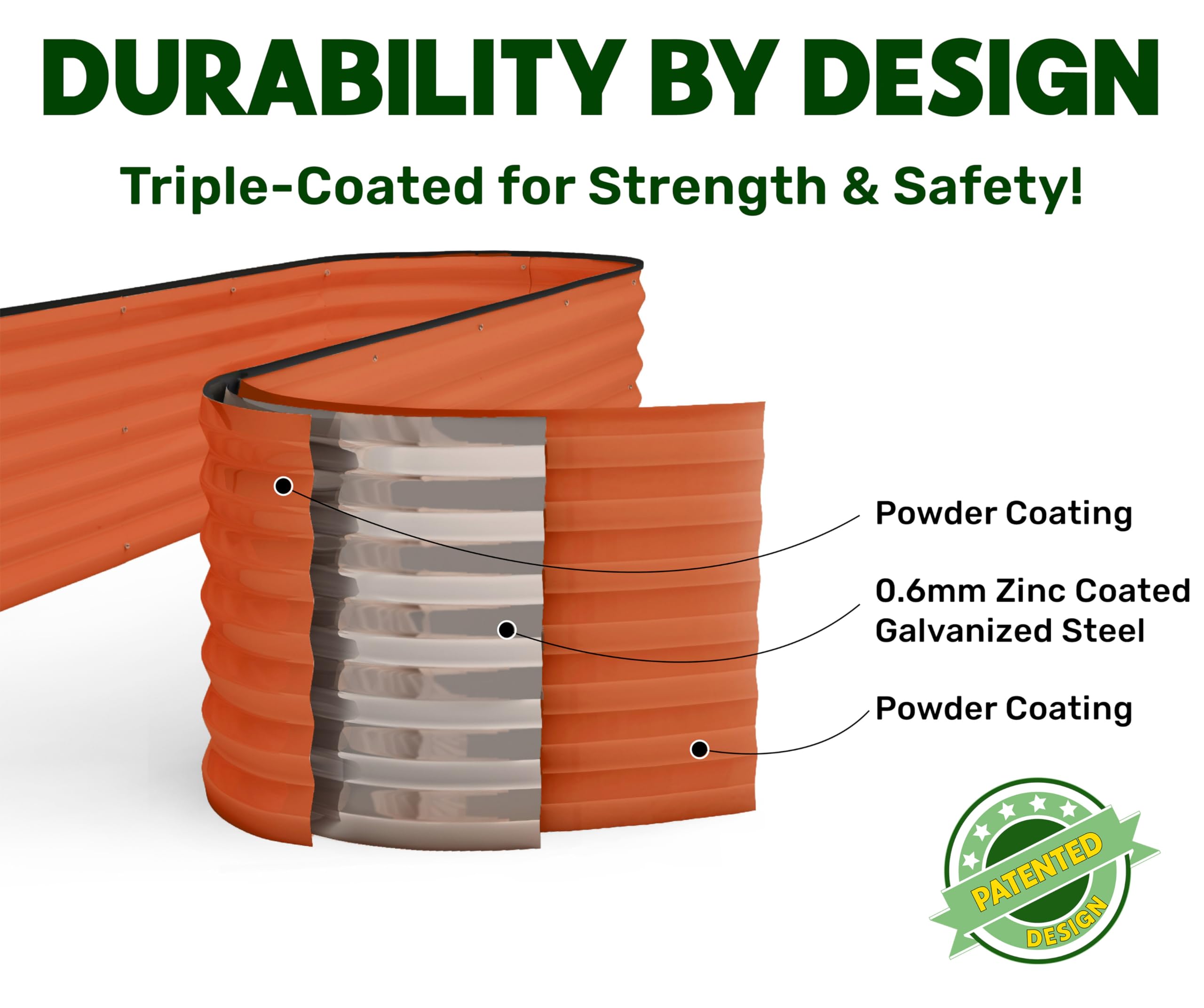 9-in-1 Galvanized Steel Raised Garden Bed // 8×2×1.5 ft Modular Planter for Gardening, Vegetables, Flowers // 18" Tall Metal Raised Garden Beds Outdoor (Dark Green) // Patented Design Planter Box