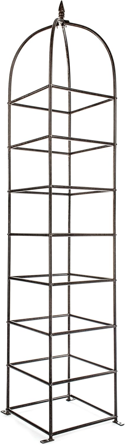 H Potter 8.5 Foot Iron Garden Obelisk Trellis | Heavy-Duty Ornamental Metal Landscape Hardscape for Climbing Plants | Large Handcrafted Vertical Yard Art - Model GAR470L