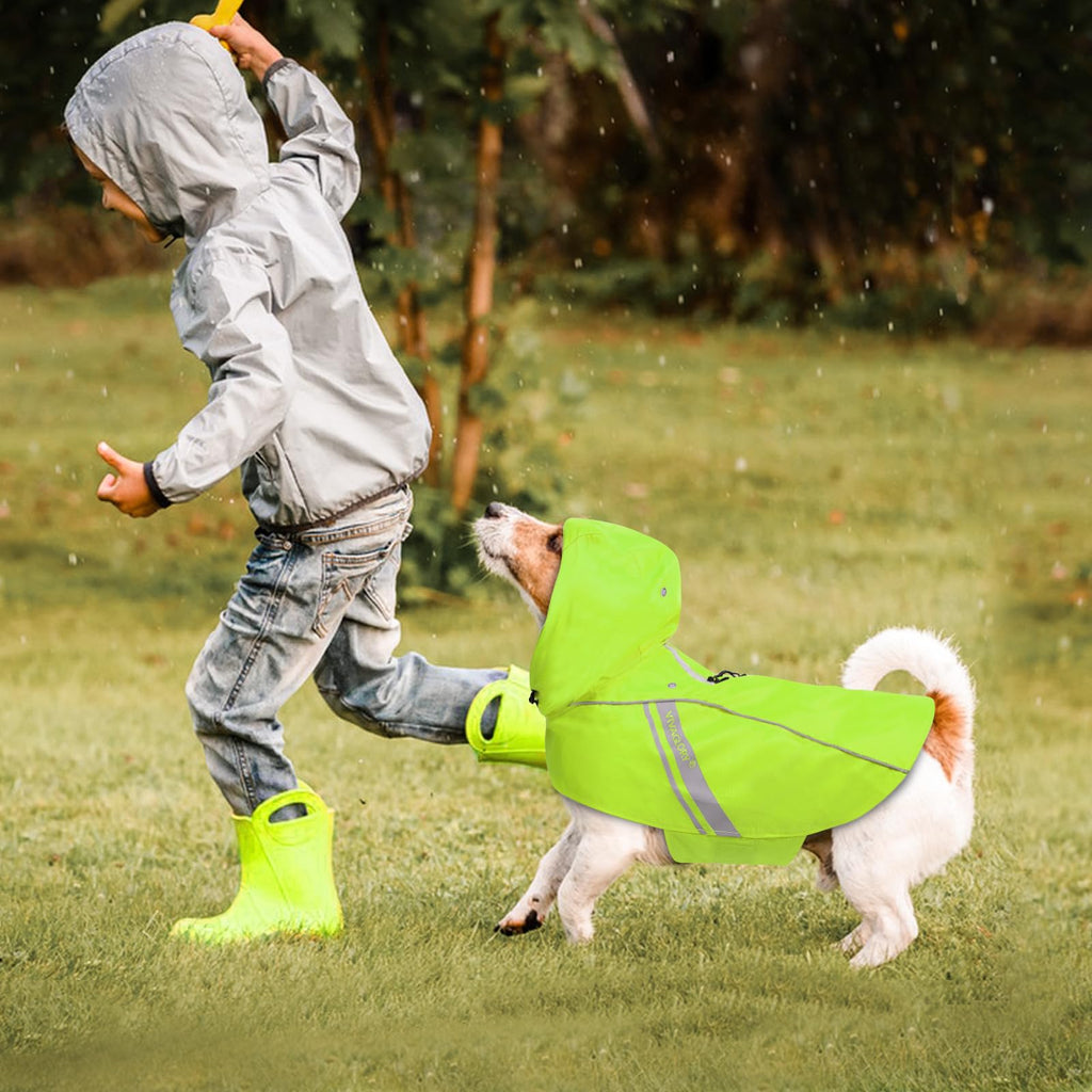 VIVAGLORY Wetoff Dog Raincoat, Rain Coat for Dog All Seasons Adventure, Rain Jacket with Harness Hole & Hood, Reflective Lightweight Waterproof for Doggy & Puppy, XXS, Blue