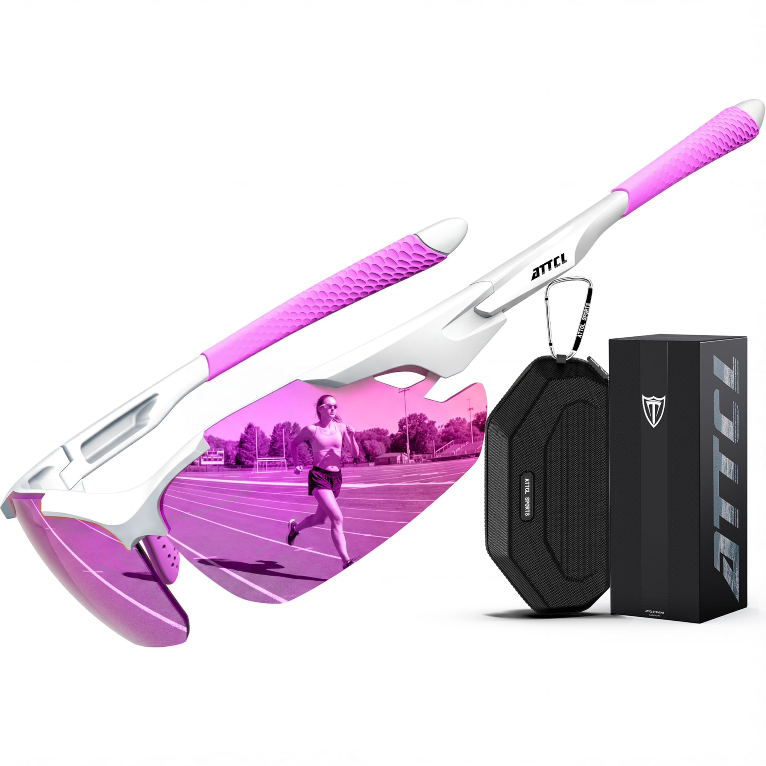 ATTCL 22g Polarized Sunglasses Men Sports: Secure Fit Wrap Around TR90 Frame Ultra-Light UV Protection for Running Fishing