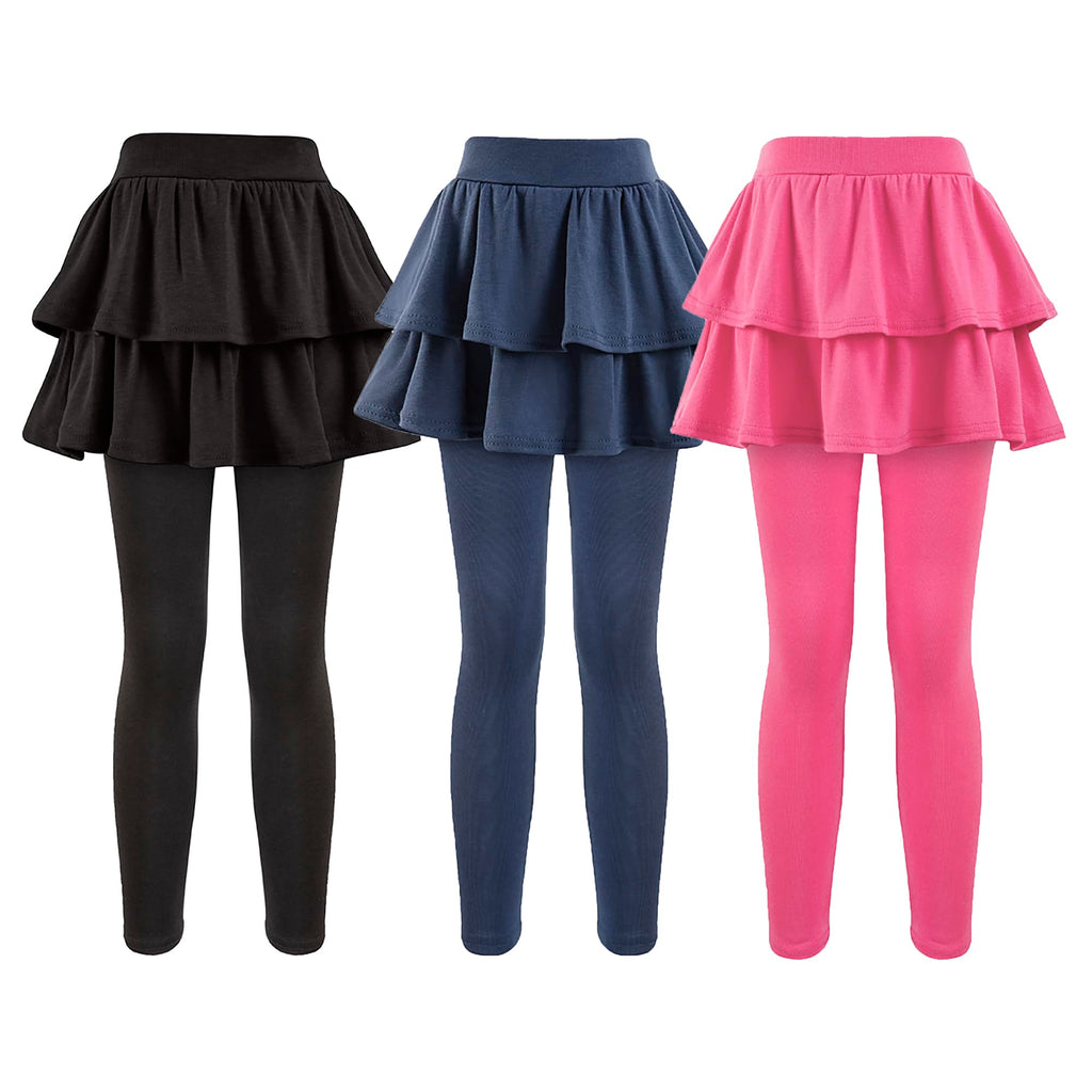 Girls School Uniform Pants Leggings with Skirts Stretch Warm Jegging 4-12 Years