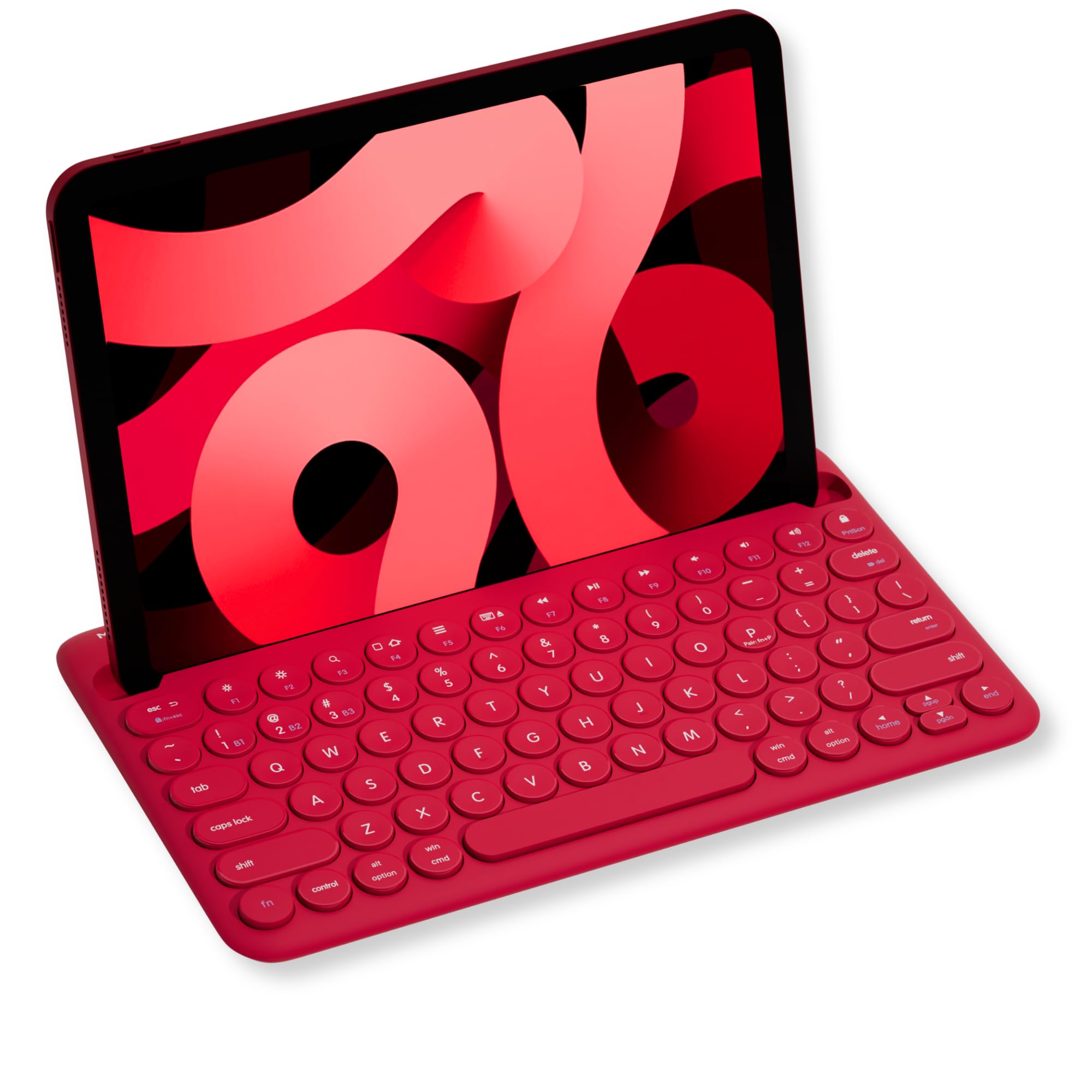 Macally Bluetooth Keyboard for Tablet | Wireless Keyboard for iPad mini/Air/Mini, iPhone (Multi-Device, Built-in Stand, Rechargeable) Easy to Use and Cute Portable