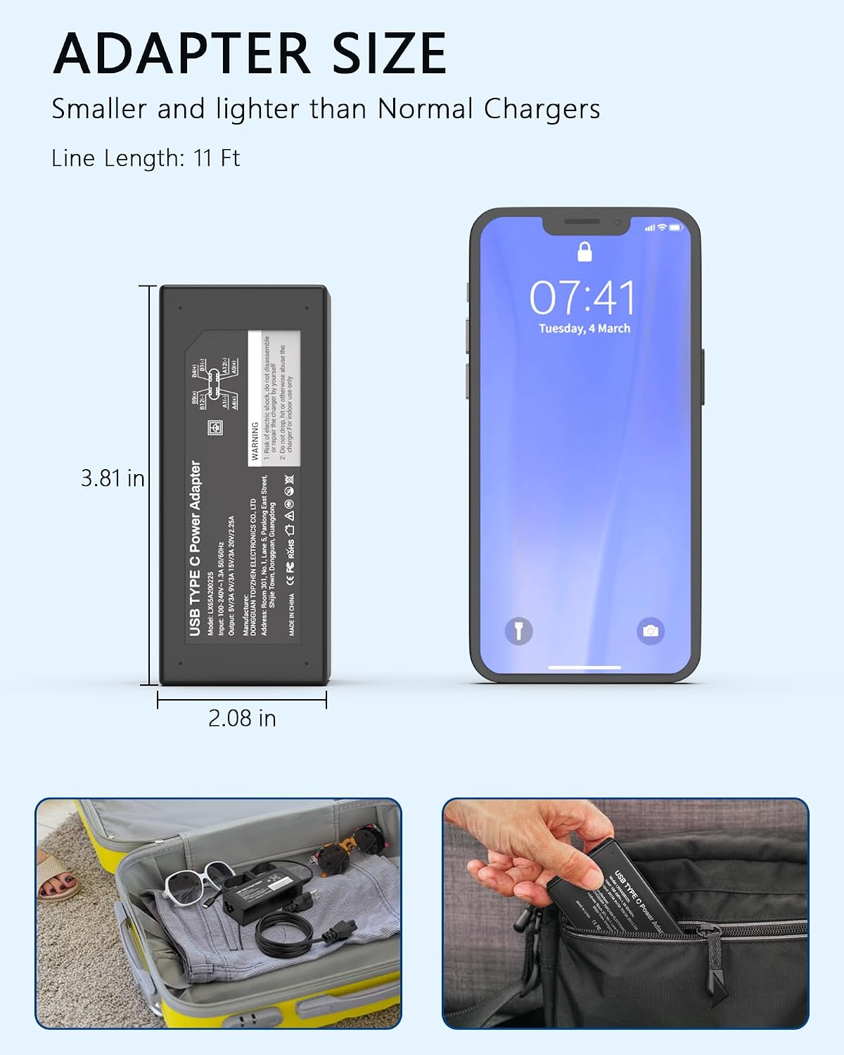 45W USB-C Charger Compatible with HP Chromebook and More Laptop | Compatible with Dell/Lenovo/Acer/Asus/Samsung, for Chromebook Charger USB-C, Fast Charging Type-C, Ideal for School & Office