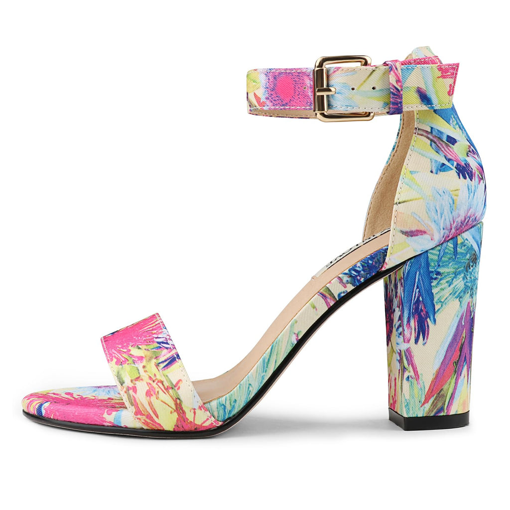 JOY IN LOVE Womens 3.5" Chunky Block High Heels Ankle Strap Heeled Sandals