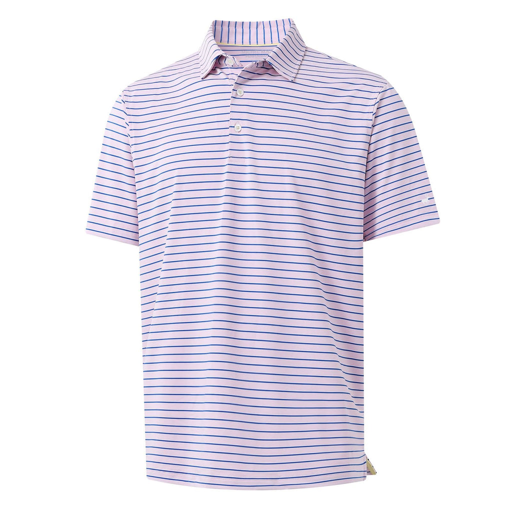 Rouen Mens Polo Shirts Short Sleeve Dry Fit Performance Moisture Wicking Causal Striped Polo Collared Golf Shirts for Men