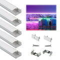 Muzata 10Pack 3.3FT/1M LED Channel Aluminum U Shape Silver LED Strip Diffuser Channel with Milky White Cover Easy Installation U1SW WW 1M