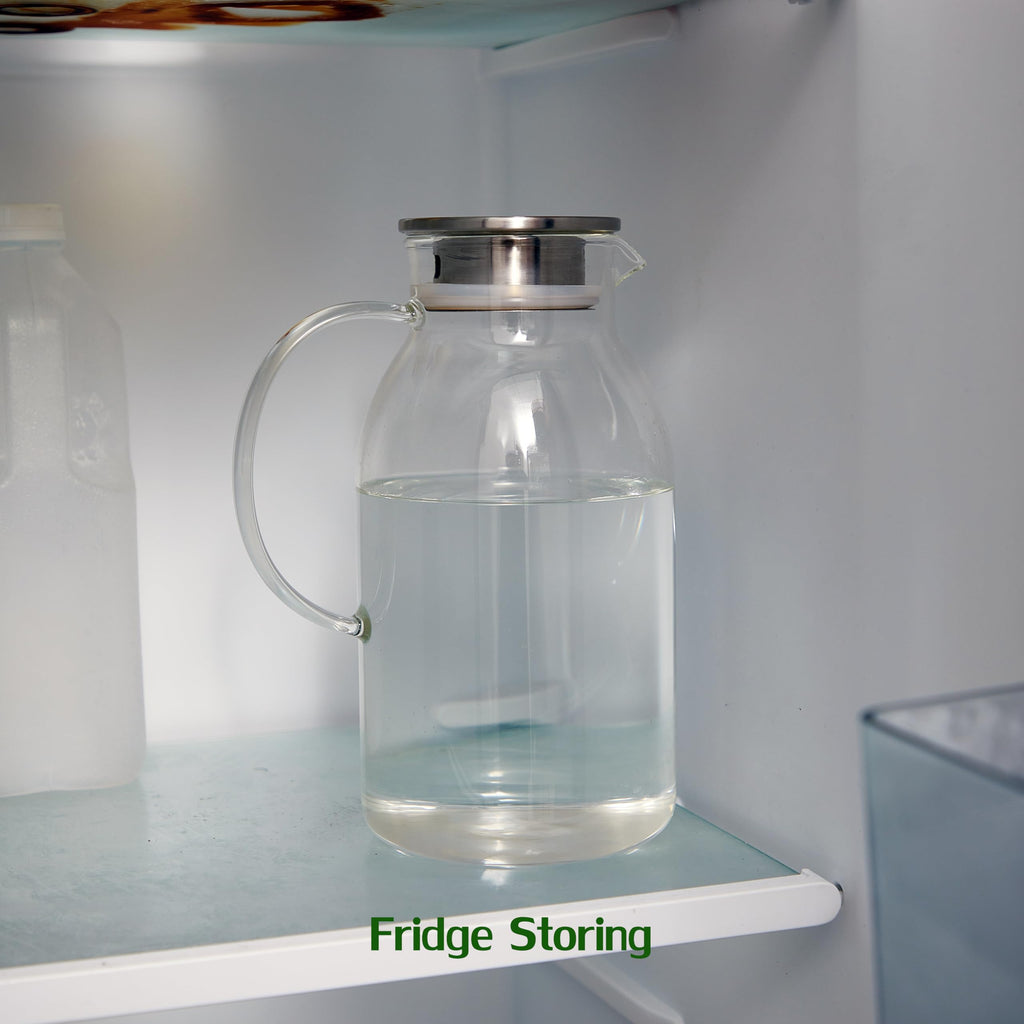 Karafu 68 Oz/2 Liter Glass Pitcher with Lid, Heat Resistant Water Jug for Hot/Cold Water, Ice tea and Juice Beverage