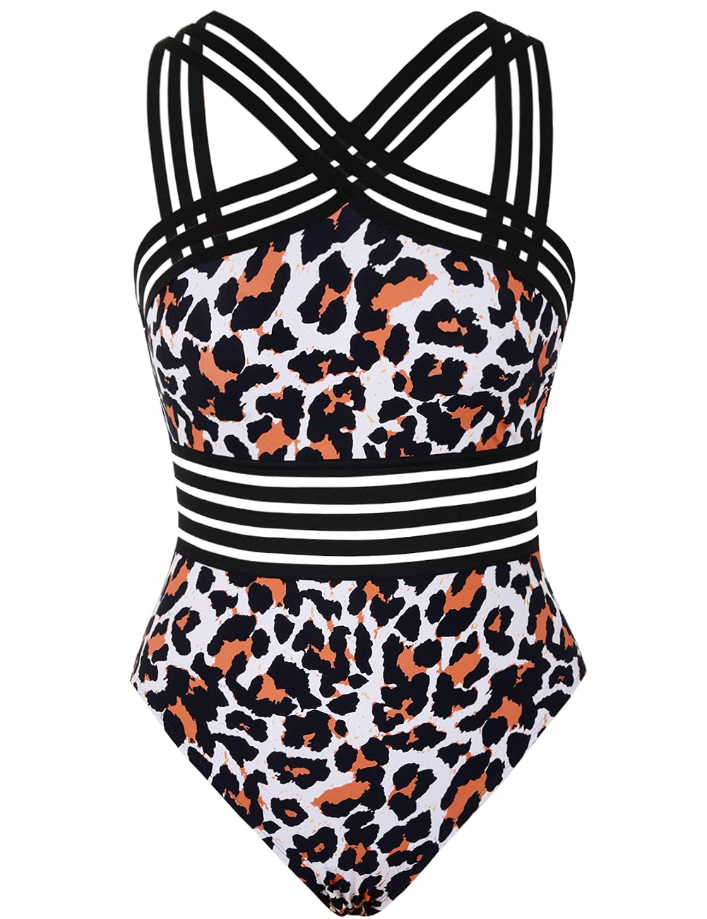 Hilor Women's Tummy Control Swimsuits Slimming One Piece Bathing Suits Front Crossover Swimwear