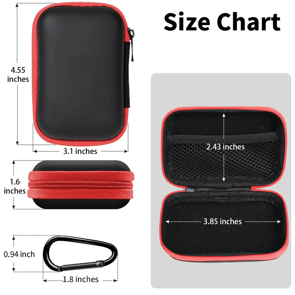 2Pack Oval Earbud Case Portable EVA Carrying Case Storage Bag Cell Phone Accessories Organizer with Carabiner for Earphone, Earbud, Earpieces, SD Memory Card, Camera Chips, Black/Purple