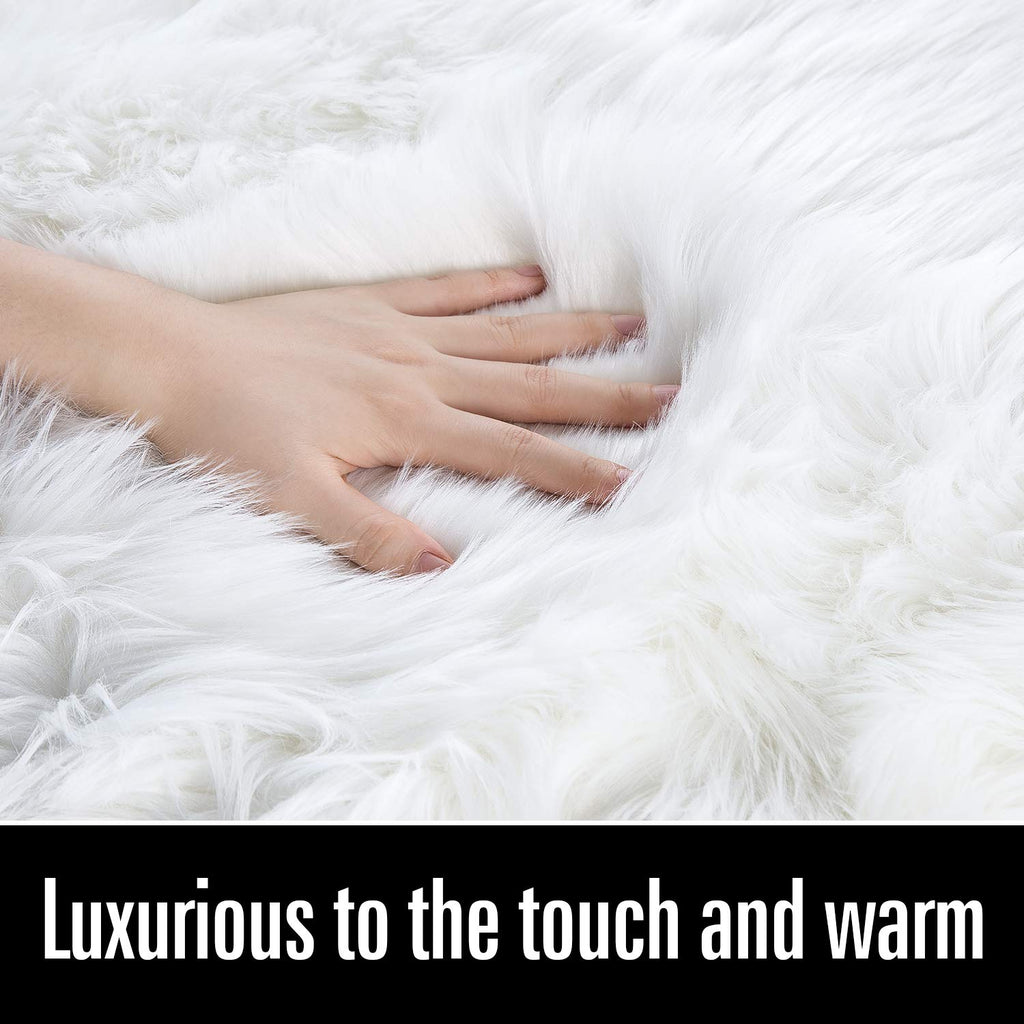 LOCHAS Soft Fluffy Faux Fur Rugs for Bedroom Bedside Rug 2x3 Feet, Washable, Furry Sheepskin Area Rug for Living Room Girls Room, Luxury Shag Carpet Home Decor, Beige