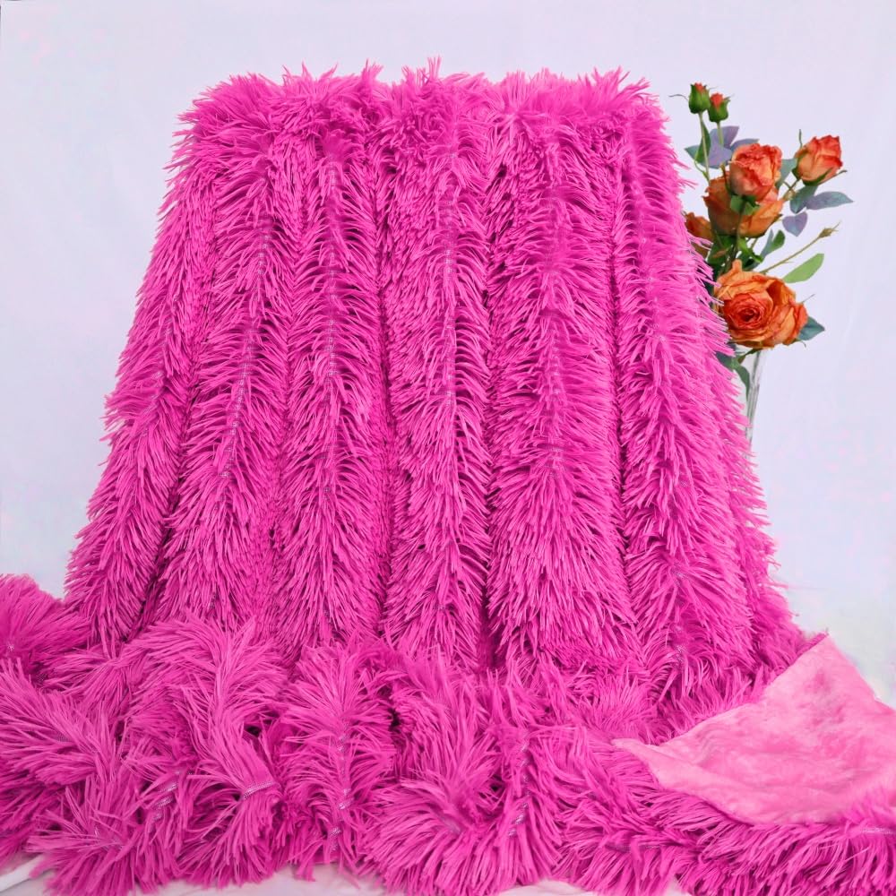 Plush Super Soft Blanket Bedding Sofa Cover Furry Fuzzy Fur Warm Throw Qulit Cozy Couch Blanket for Winter (51"x63", Black)