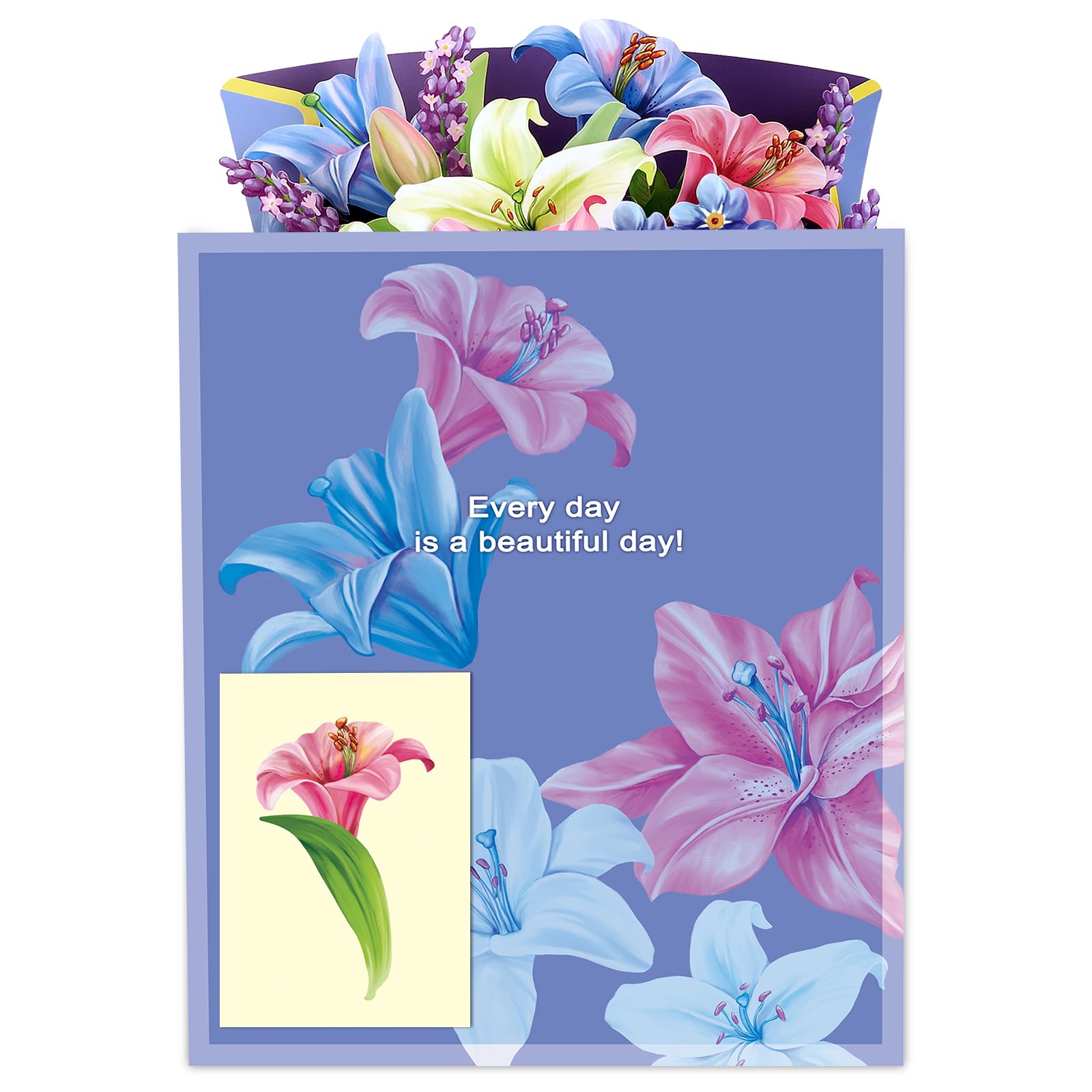 Airpark 3D Pop Up Paper Flowers Bouquet Card 12’‘ with Note & Envelope, Birthday Gifts, Get Well, Thank You, Greeting Cards for Women Mom Wife Friends, Daisies and Butterflies