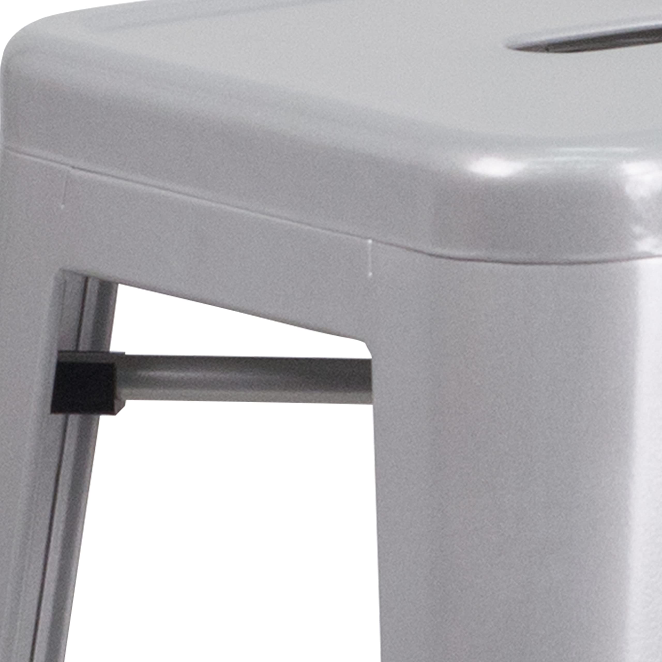 Flash Furniture 30"H Commercial Modern Metal Backless Barstool, Indoor/Outdoor Industrial Square Stacking Bar Stool for Patio Bars/Restaurants, Black