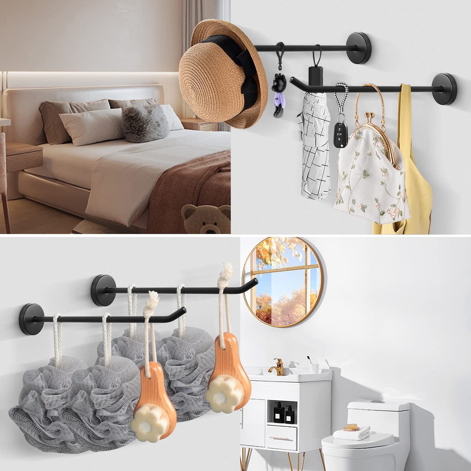 NearMoon Coat Hooks, Wall Mount Hooks for Hanging Hat Hurse Robe, 304 Stainless Steel Heavy Duty Towel Hangers for Bathroom Livingroom Kitchen-Ceiling Hook, 6 Pack (2 Inch, Brushed Nickel)