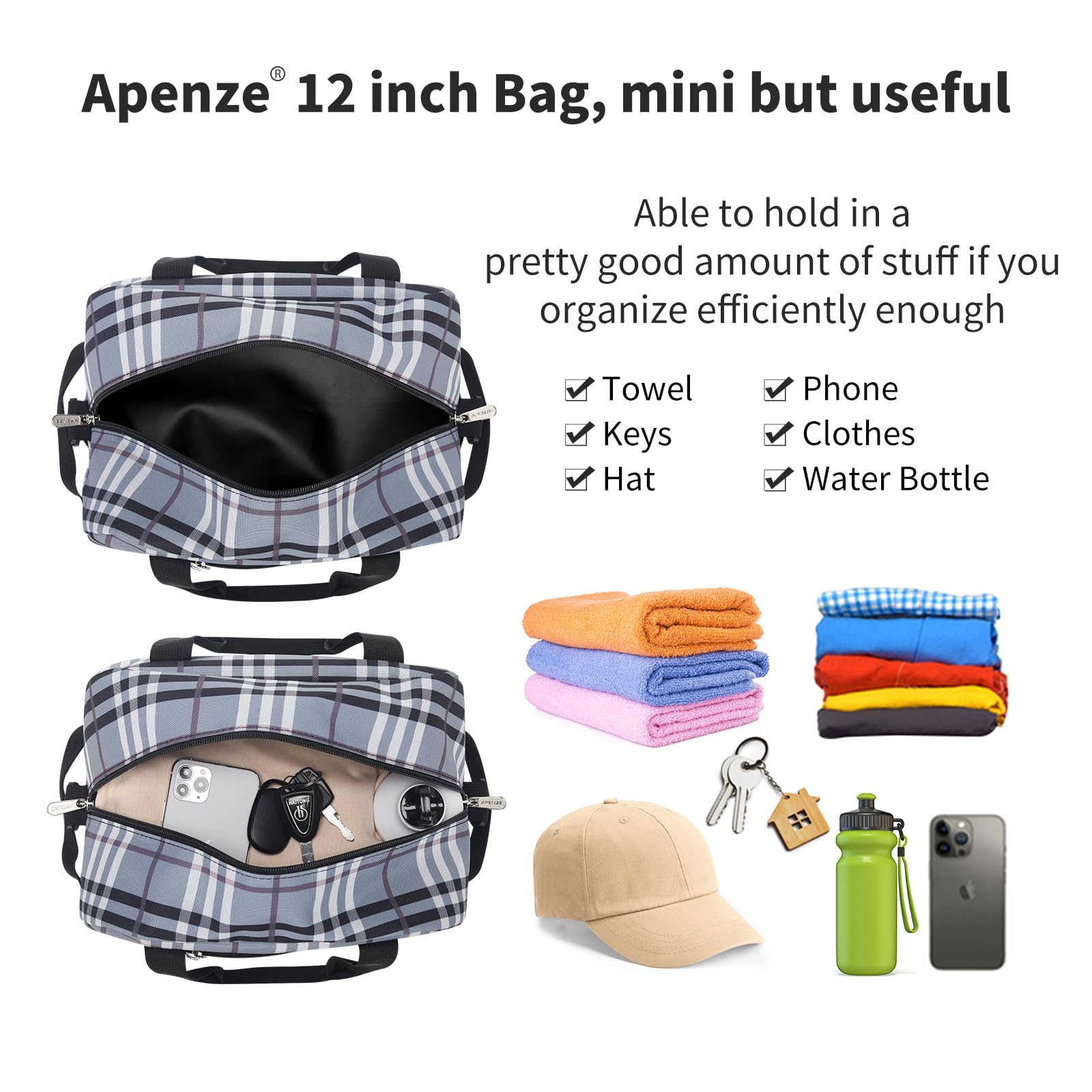 Apenze Small Gym Bag Carry On Bag - 12 in Mini Duffle Bag Lightweight for Overnight Travel(Camouflage)